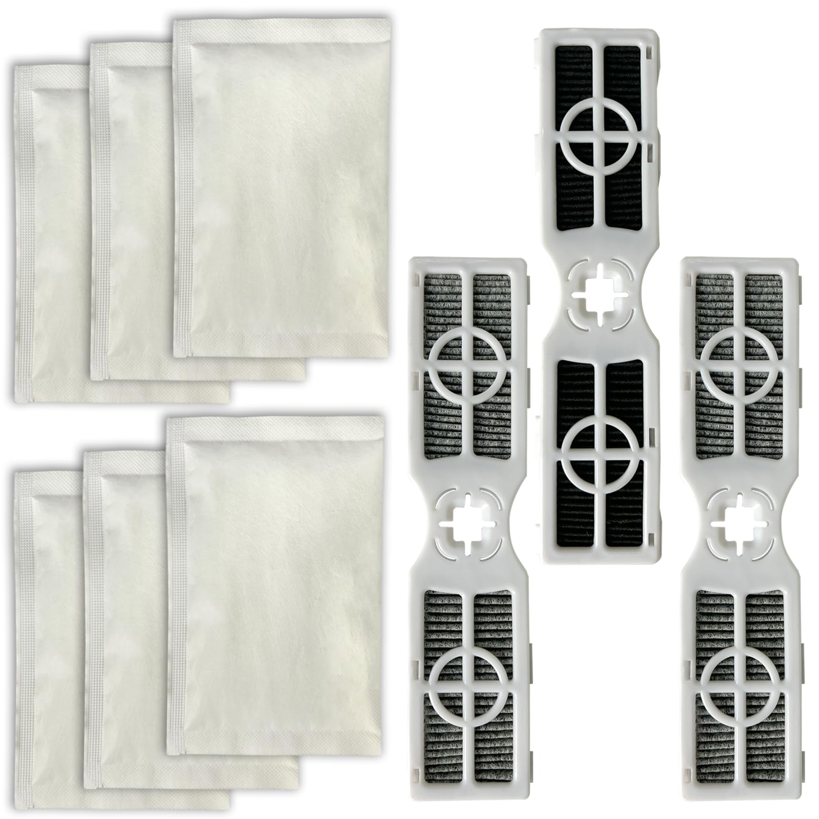 3 PCS PureAir AF-2 ‎(FRGPAAF2) Refrigerator Air Filter and 6 PCS PK-1 (FRPAPKRF) Fruit and Veggie Saver Refill Compatible with Frigidaire Refrigerator