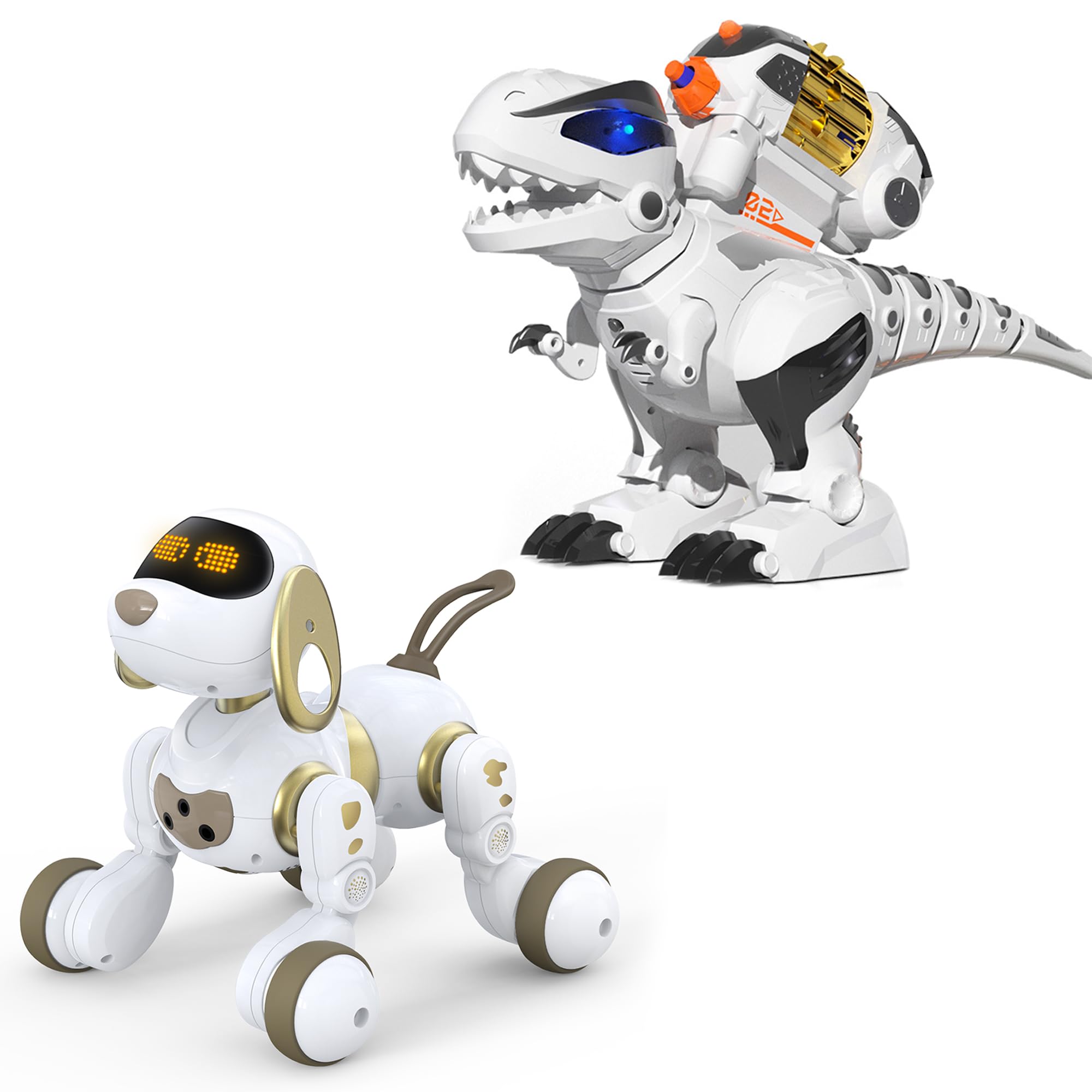 Ruko 18011 Remote Control Robot Dog and 8809 Remote Control Dinosaur, Present for 4 5 6 7 8 9 Years Old Kids Boys and Girls
