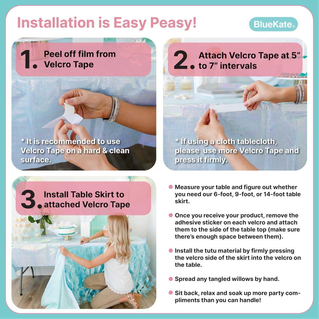 BLUEKATE Tutu Table Skirt - Tulle Table Skirt Decoration - Mesh Fluffy Tulle Tablecloth for Birthday Party, Baby Shower, Gender Reveal, Wedding Shower, Valentine’s Day, Prom (Pink, 9ft)