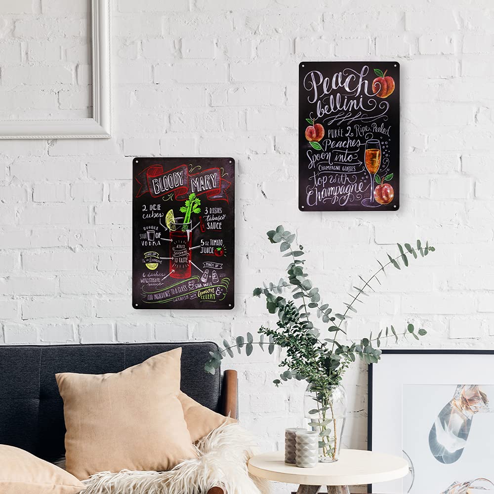 5 sztuk blaszanych tabliczek koktajlowych, znak w stylu vintage, do salonu, baru | Wyraźny druk, znak plakatu retro dekoracja plakatu znak dla pubu, imprezy, restauracji, kuchni, wykwintnego wzoru