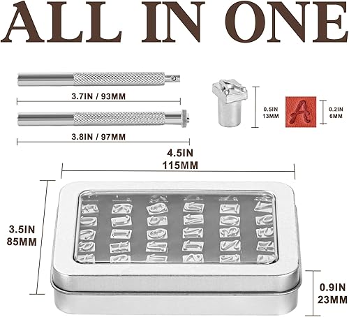 Miniatura 4 de BESTNULE 37 sellos de cuero, herramientas de estampado de cuero de 14 de pulgada, juego de herramientas de estampado de artesanía en cuero, 26