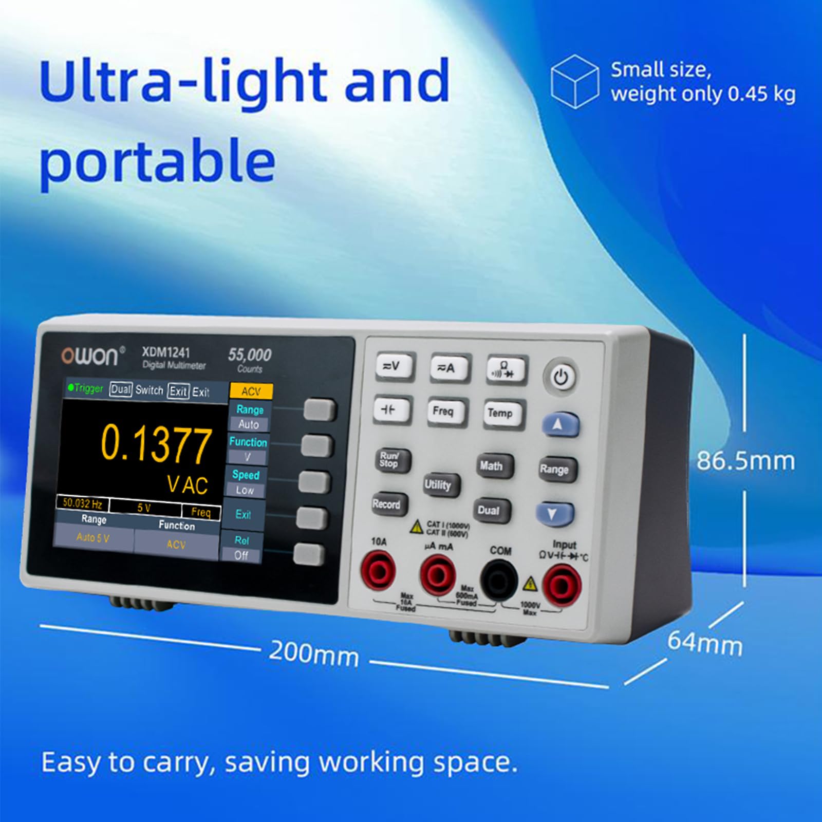 OWON XDM1241 Multimetro da tavolo con batterie ricaricabili True RMS High Accuracy Universale Desktop Multimetro