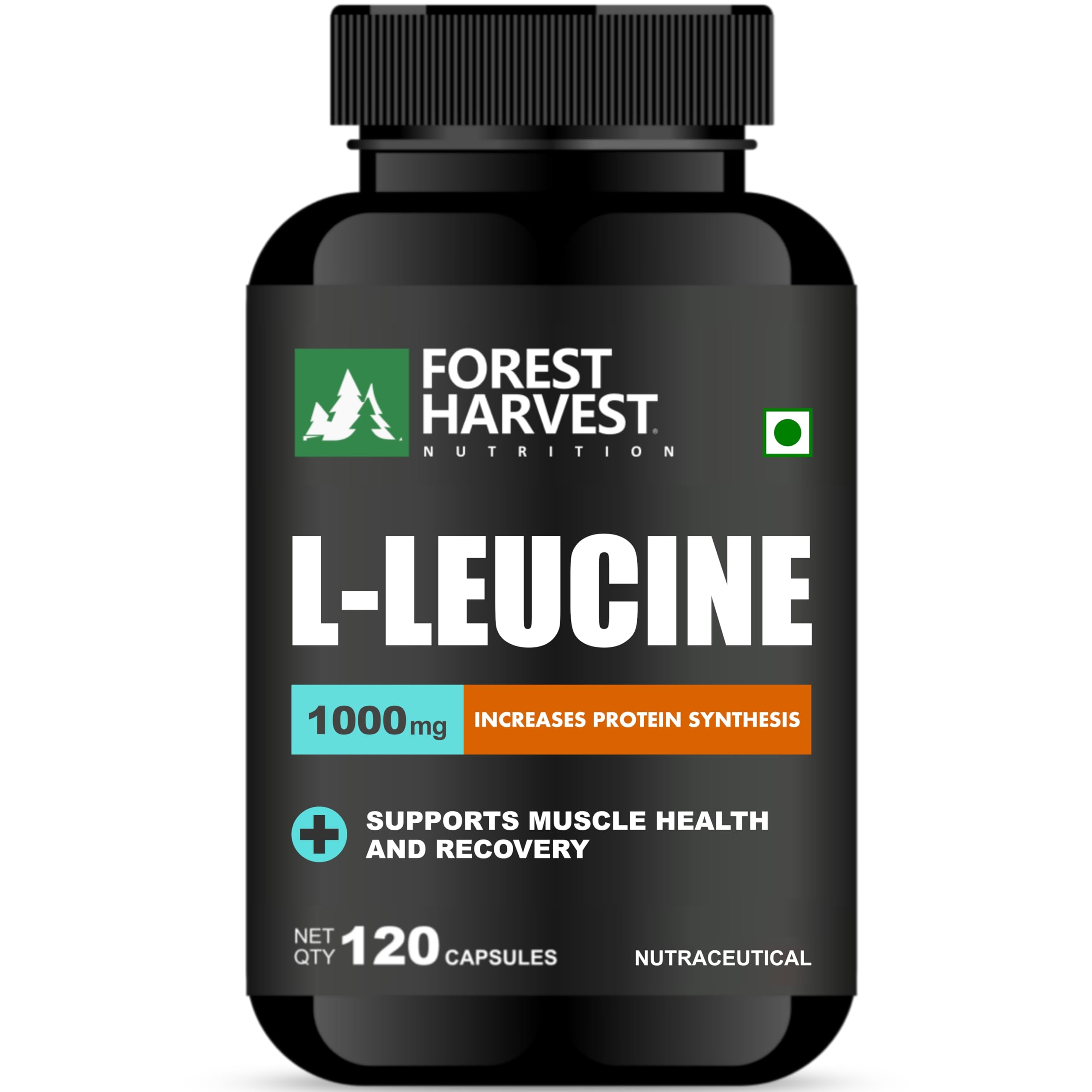 Forest Harvest Nutrition L-Leucine – 1000 mg per Serving | Muscle Growth, Recovery & Performance | 120 Veg Capsules | WHO-GMP, HACCP, ISO & FSSAI Certified-image-2