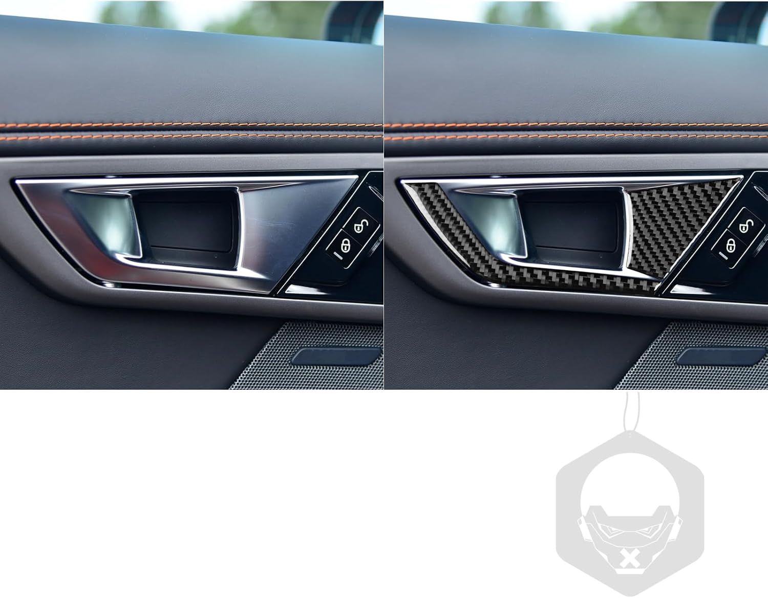 Car Inner Door Handle Switch Trim Sticker Real Quality Carbon Fiber Decor Auto Interior Accessories Decal Compatible with Jaguar F-Type 2014-2024 4pcs Black