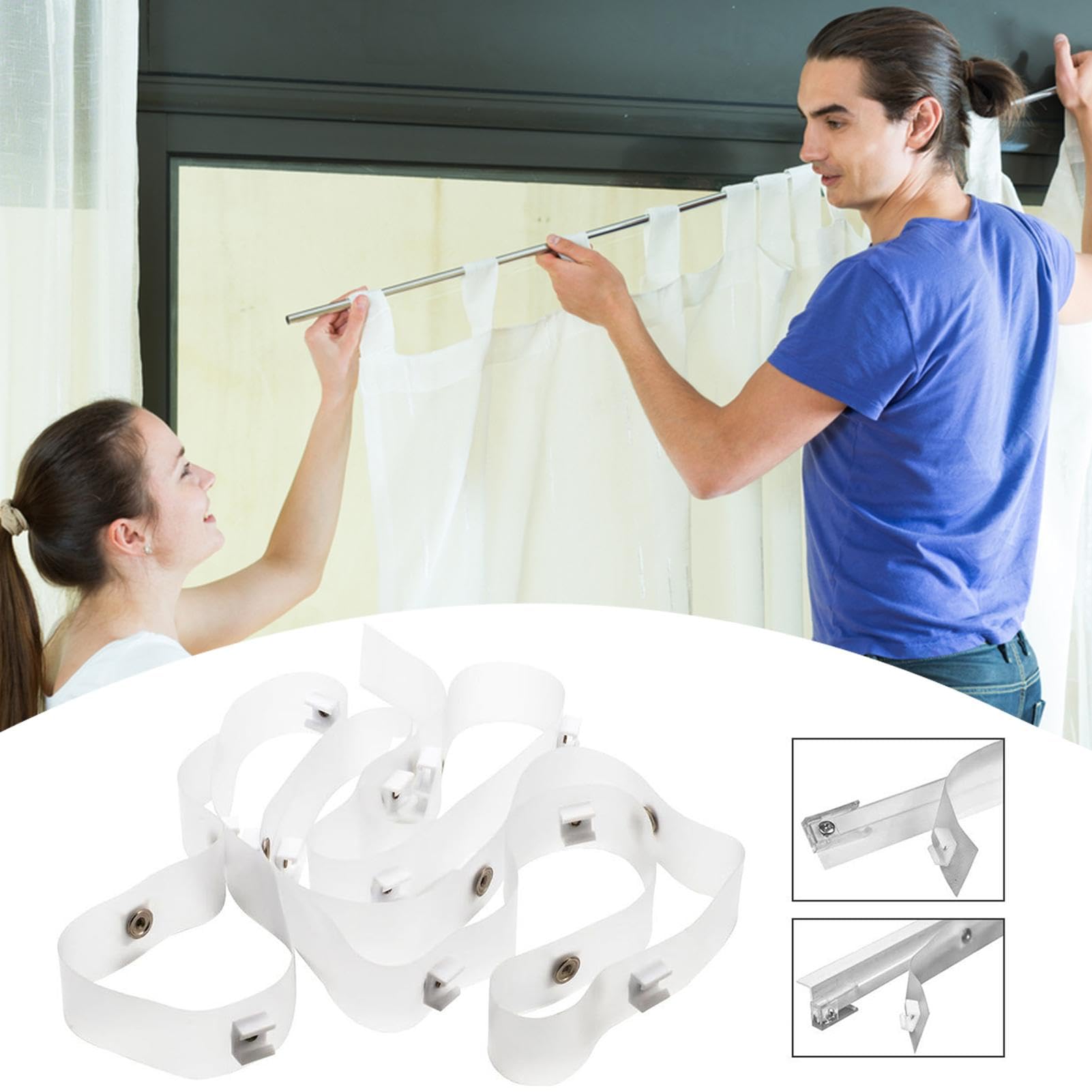 Nastro Scorrevole Per Tende | 10 M X 15 Mm | Trasparente | PET | Per Anelli Scorrevoli Fluidi E Silenziosi - Foto 10