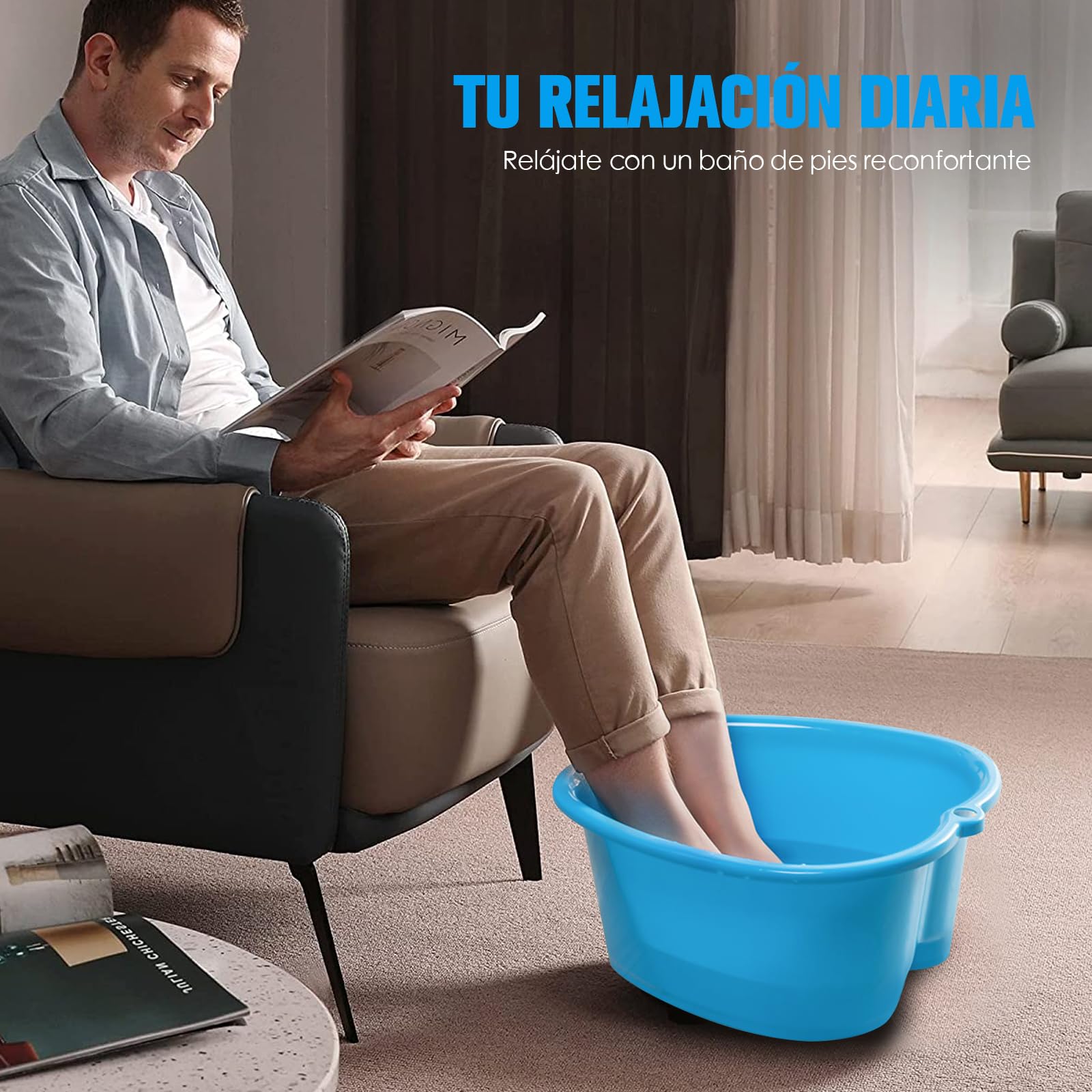 Cuenco de spa grande para baño de pies, lavabo de plástico para pedicura y masaje