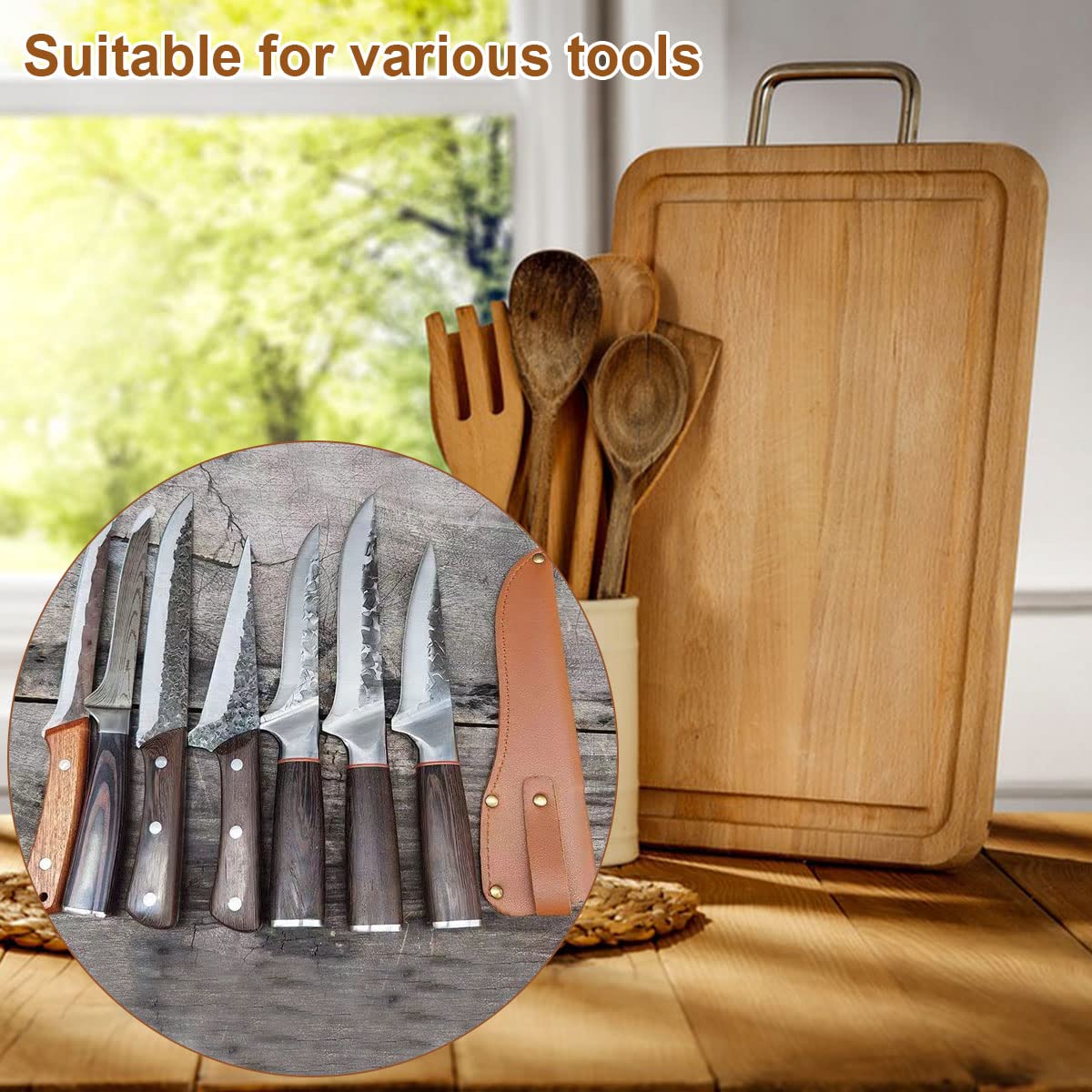 Fodero in Pelle di Alta qualità per la Caccia, Il Tempo Libero e la Cucina ，Custodia per coltelli da Cintura in Pelle Extra Spessa ，Fodera in pelle PU, custodia universale del coltello del macellaio