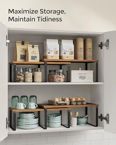 Miniatura 5 de SONGMICS Estante organizador de gabinete, juego de 4 estantes de encimera de cocina, almacenamiento de cocina, estante de especias, apilable,