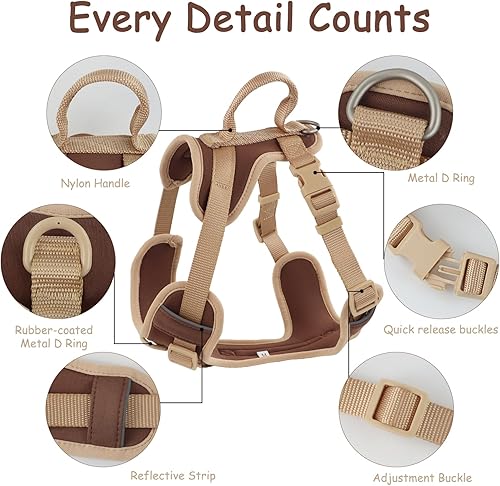 Miniatura 3 de Arnés sin tirones para perro, ajustable, suave, acolchado, chaleco para mascotas, con asa de control, adorable arnés diario para perros (azúcar