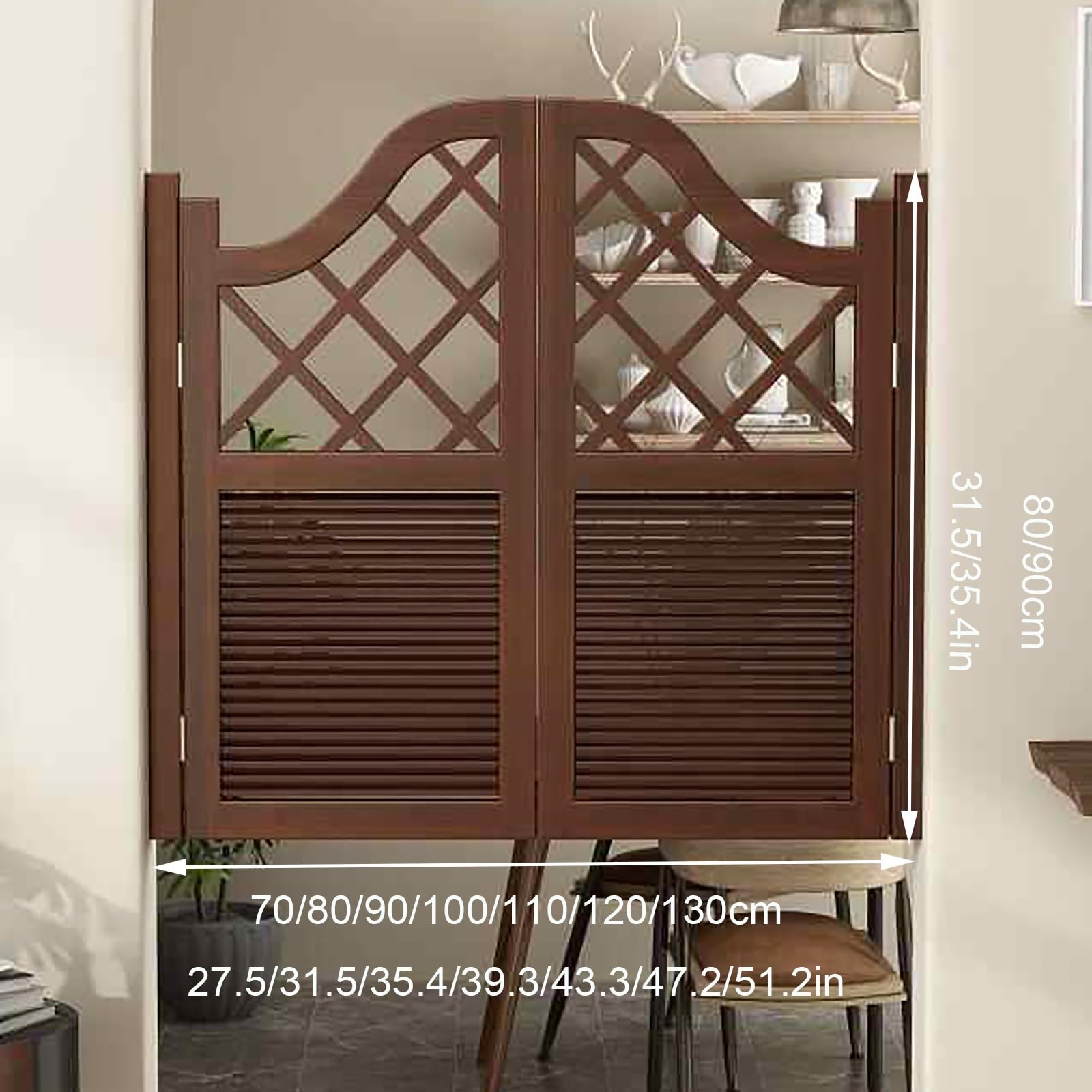 Portes de café battantes, porte d'entrée décorative en bois massif avec fermeture automatique, porte de comptoir à usage intérieur, style rétro pour la maison ou le travail