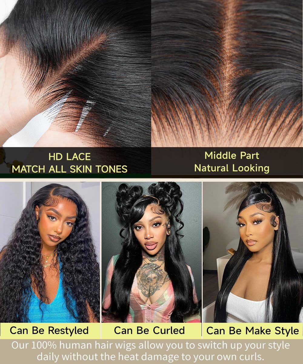 Sealusa 30 Inch 13x6 Lace Front Wigs Human Hair Real 100% Virgin Hair Can Last 6-9 Months Life Straight Human Hair Wig 200% Density Soft Silky Smooth HD Lace Frontal Wig Tangle-Free Natural Black - Image 5