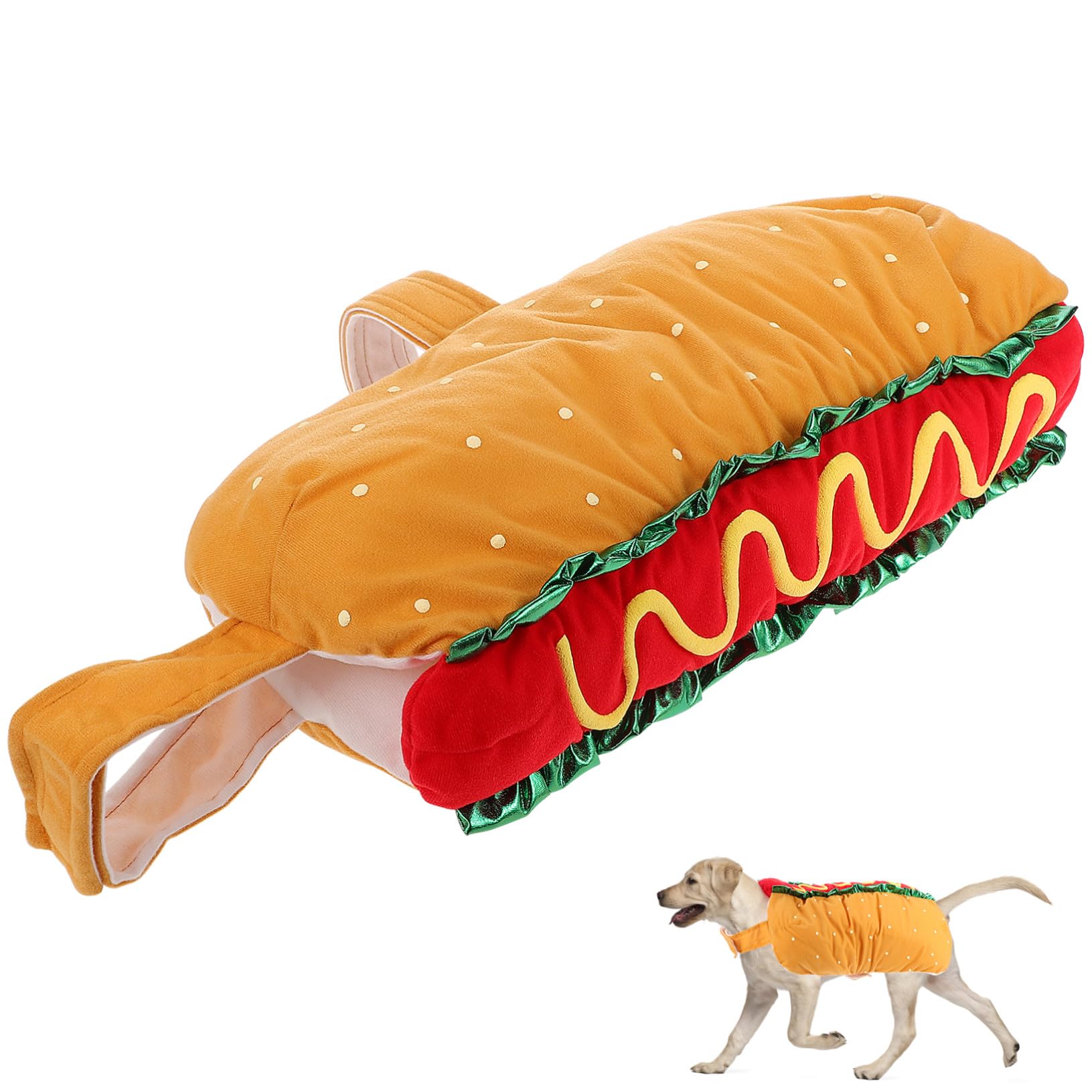 VICASKY Costume di Natale per Gatto e Cane Vestito di Carnevale in Poliestere a Tema Hot Dog Festivo
