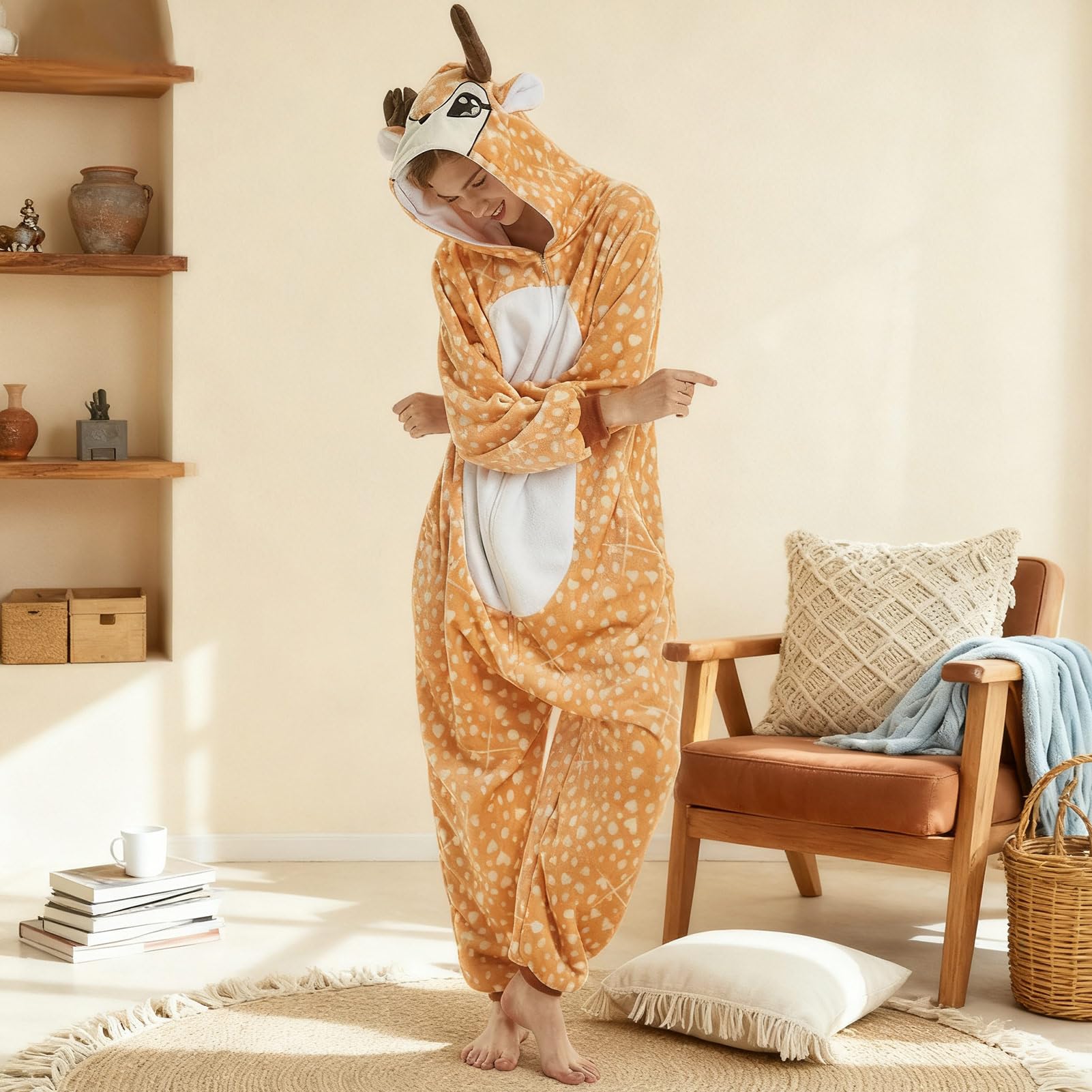 Harsever Adult Onesie,Animal Costume,Unisex Onesies Plush Christmas Cosplay Pajamas Party One-Piece Sleepwear (Style A, XL) - Image 4