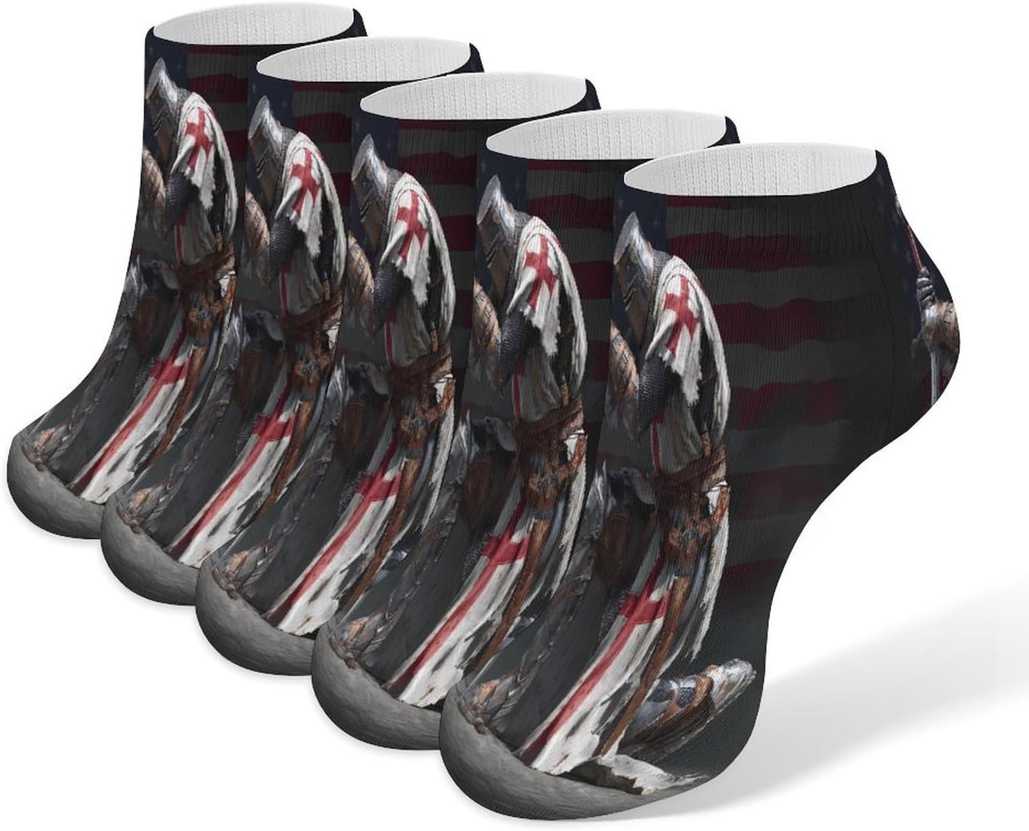 Flag of U.S Knightes Socks for Men Women 5 Pairs Ankle Socks