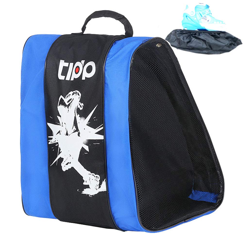 Long Feng Tipip Professional Inline Skates Travel Backpack Bag (Three Floor) add Clear Cover (Blue)