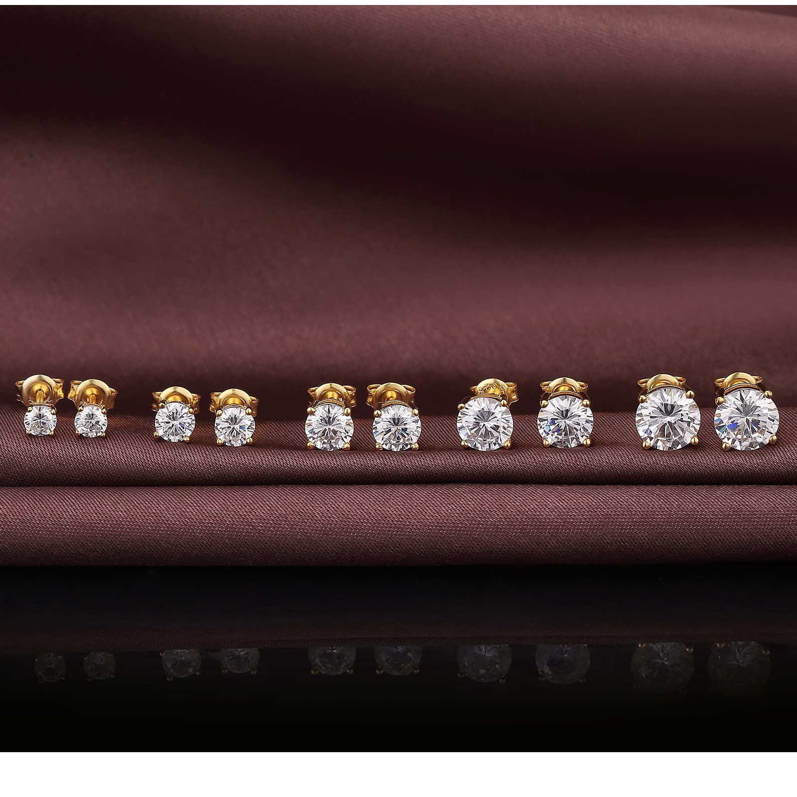 18 Karat überzogen Simulierten Diamant Brillant Runde Zirkonia Ohrstecker 925 Sterling Silber 4mm 8mm Feines Silber Schwarz Gold Schmuck für Damen Herren