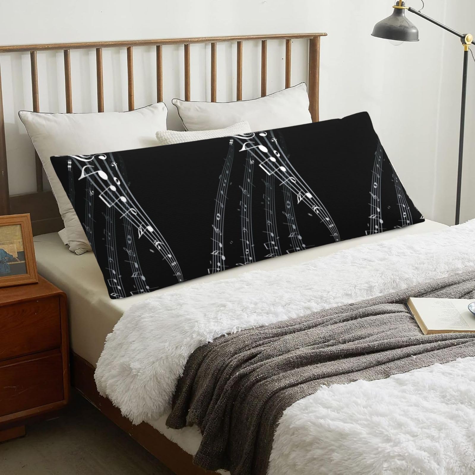 Musical Note, Body Pillow Cover with Zipper,Long Body Pillowcase 20 x 60 in