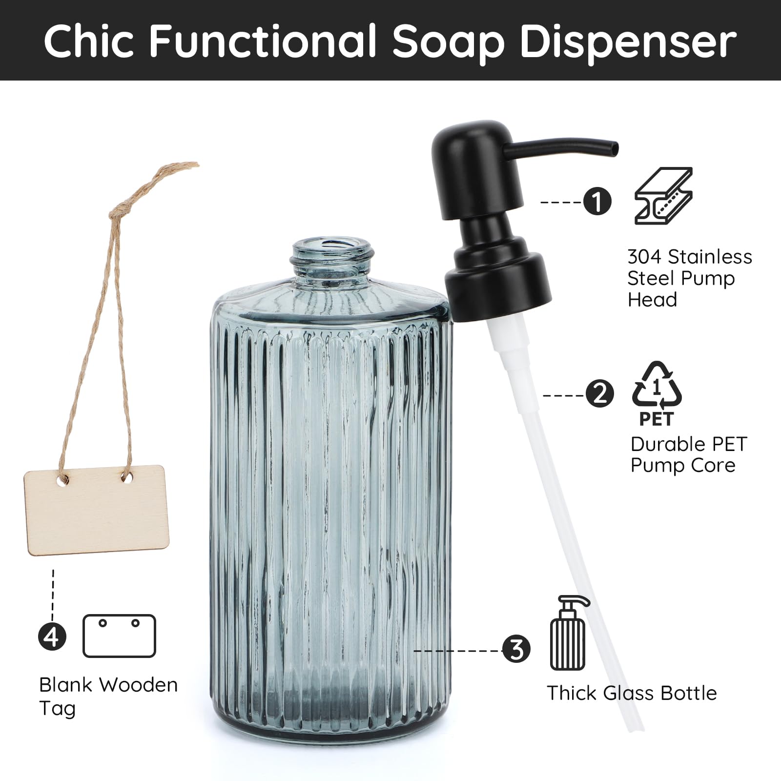 Latitude Run® Soap Dispenser For Kitchen, 2 Pack 16.9Oz Glass Pump