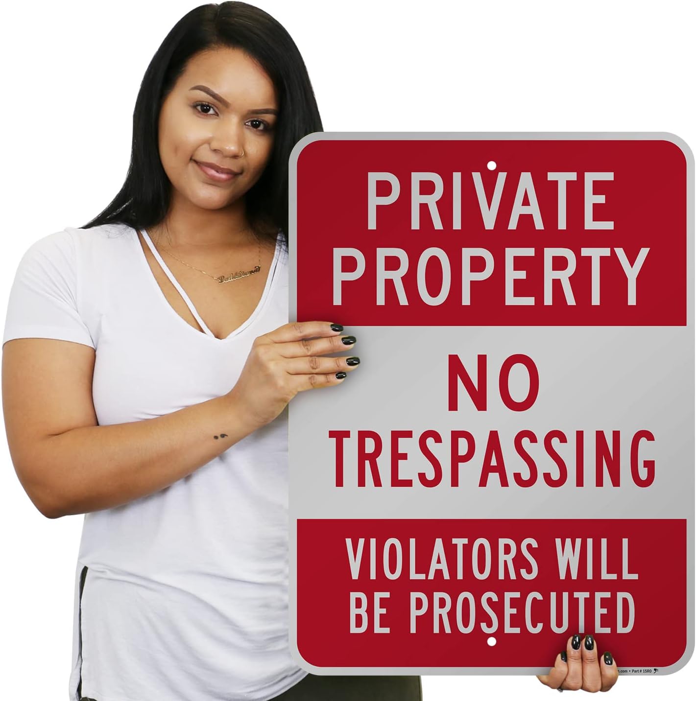 SmartSign "Private Property - No Trespassing, Violators Prosecuted" Sign | 18" x 24" Aluminum
