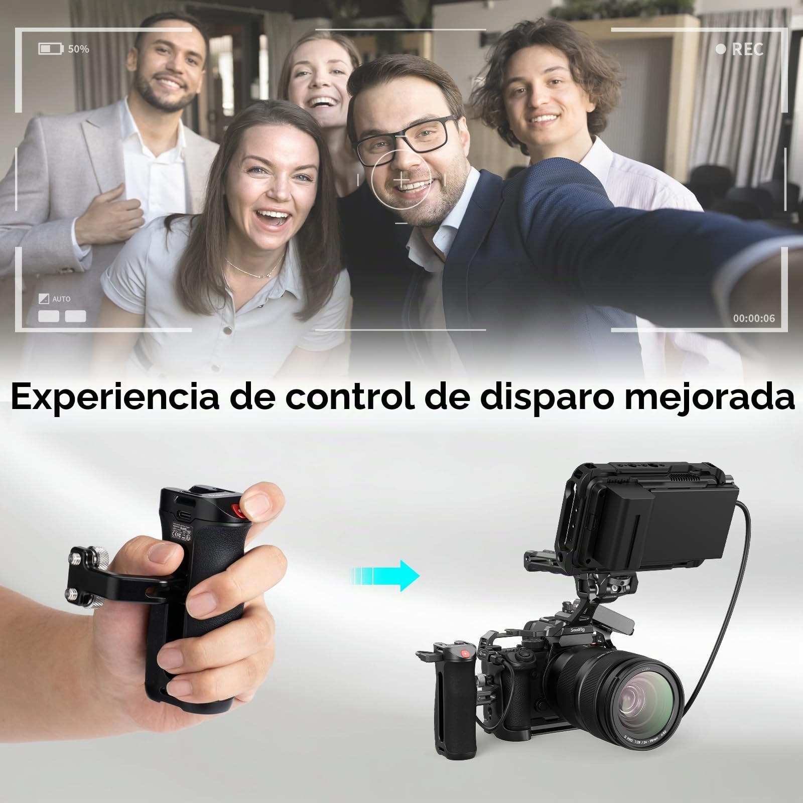SMALLRIG Mango lateral roscado con disparador remoto Start/Stop Record, 3 cables de control, apto para Sony A7 III/FX3/A6600, Canon R5II/R5C, para FUJIFILM X-H2S/X-T5, para