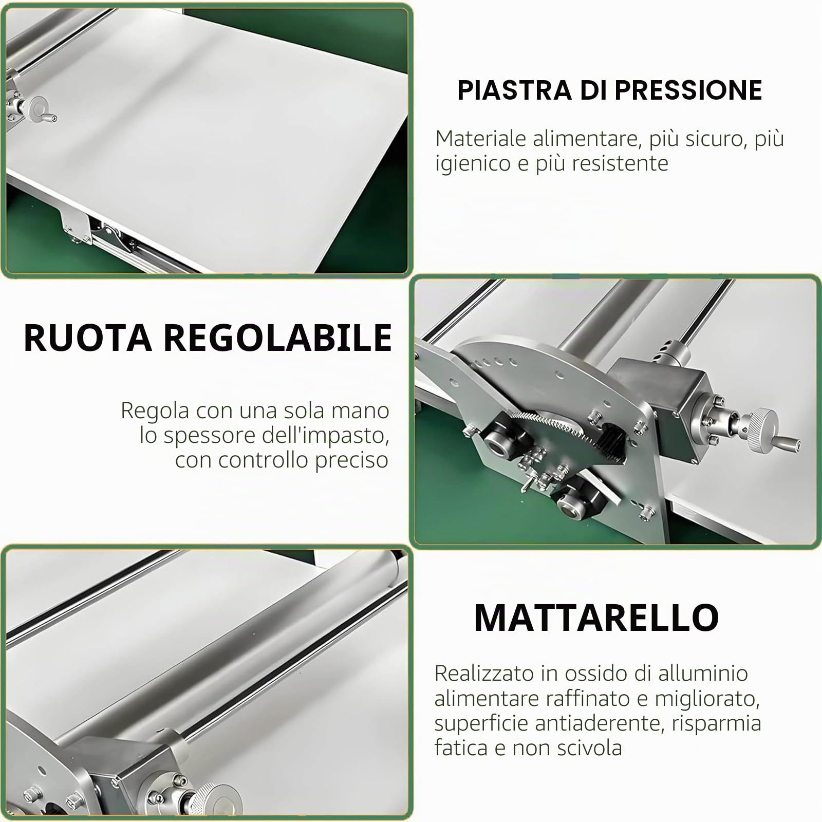 Sfogliatrice Pieghevole da 22,4", Stendipasta Elettrico, in Acciaio Inox, con Spessore Regolabile da 2 a 30 Mm, per Uso Domestico E Commerciale