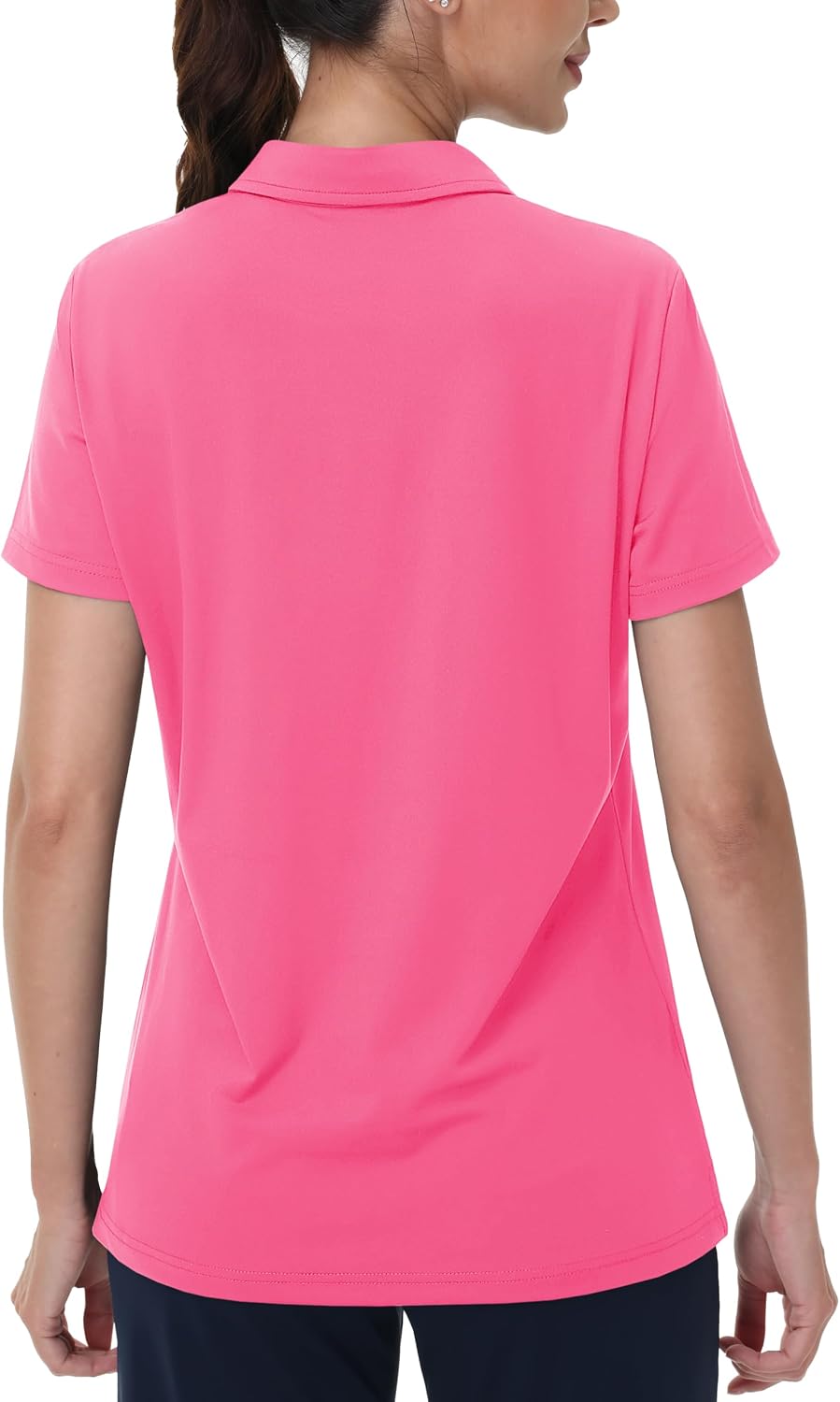 MAGCOMSEN Women's Golf Shirts Short Sleeve Polo Collared Shirt V Neck Quick Dry Sun Protection UPF 50+ Tennis Top