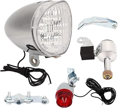 Retro Bike Light Set, Vintage LED Headlight Taillight Kit with Generator, DIY Modification Accessory, Night Travel Safety Lights, Aluminium Alloy ABS Material