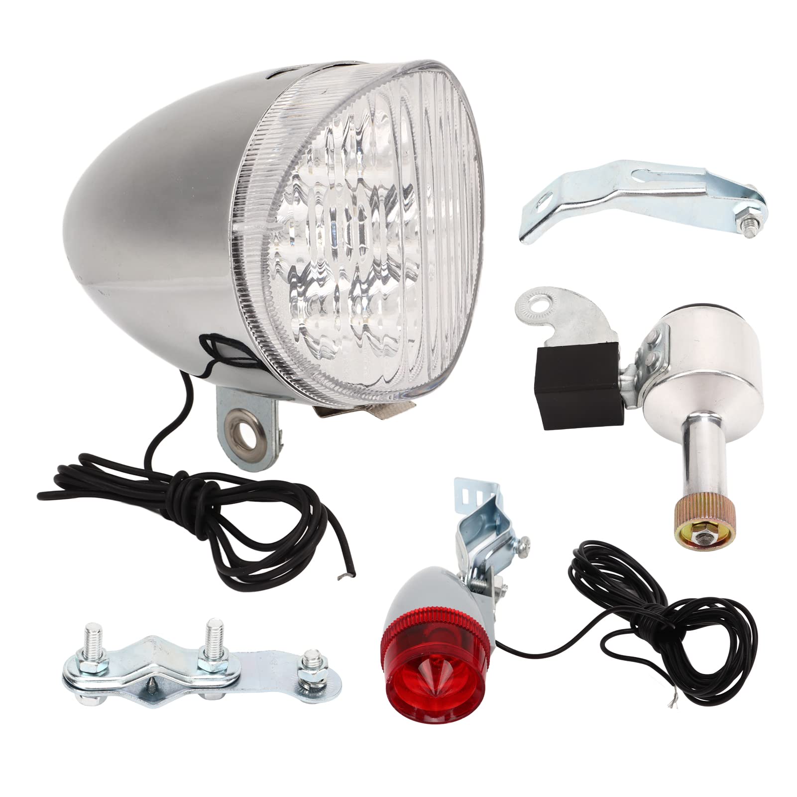 Retro Bike Light Set, Vintage LED Headlight Taillight Kit with Generator, DIY Modification Accessory, Night Travel Safety Lights, Aluminium Alloy ABS Material