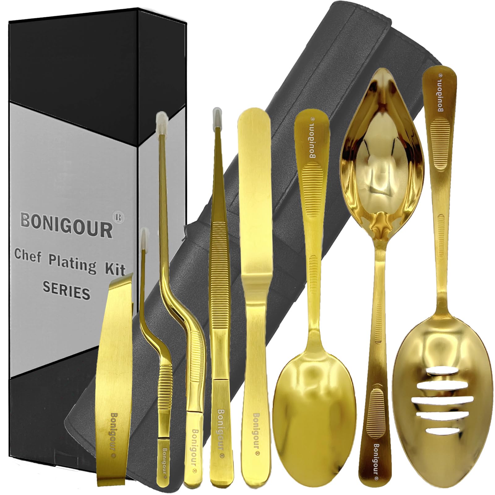 Bonigour 9 Piece Professional Plating Kit, Culinary Chef Plating Set,Stainless Steel