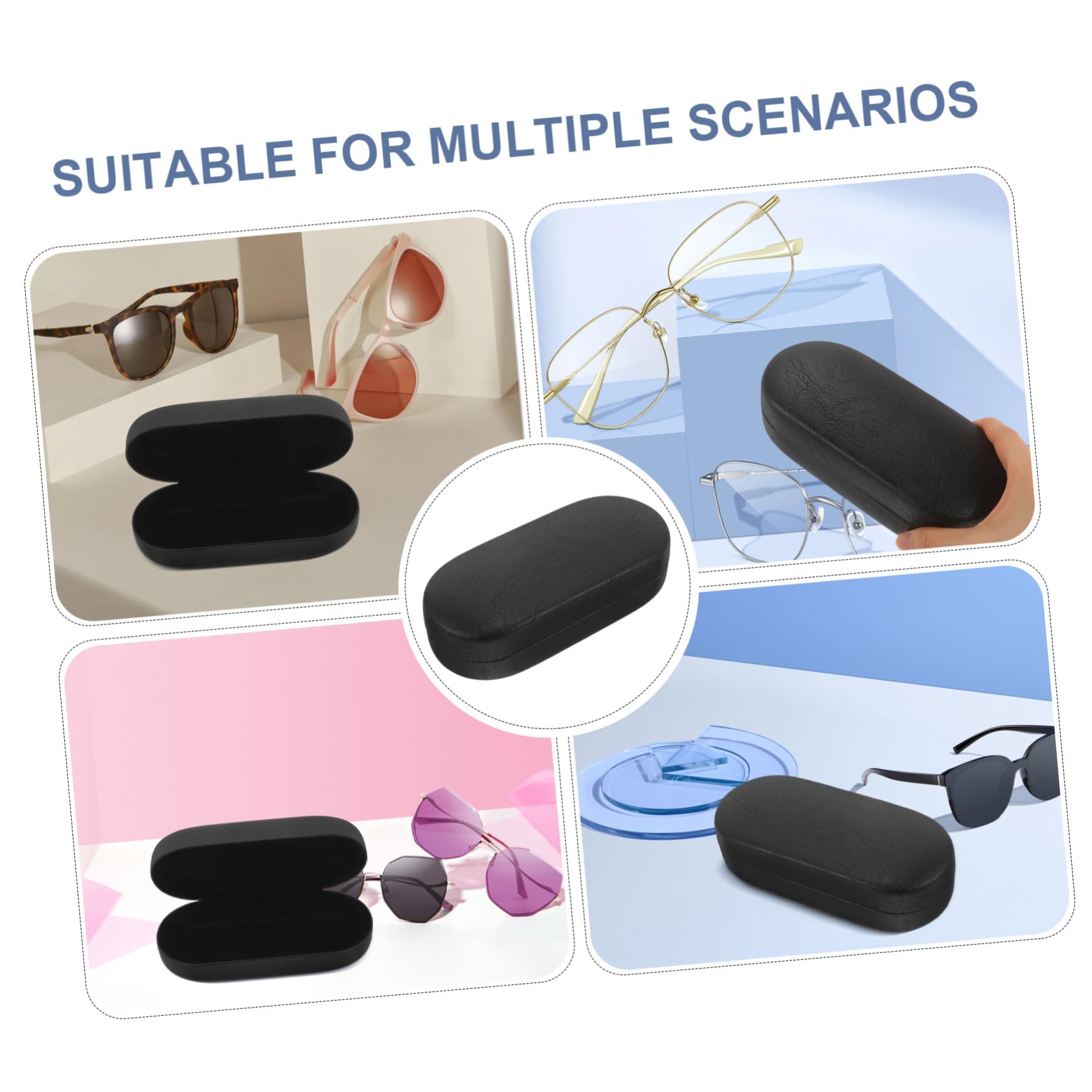 BESPORTBLE Estuche Para Gafas De Sol Caso Duro Viajar Múltiple Delgado Estuche De Gafas Duras Conformado Organizador De Gafas De Sol Transparente Almacenamiento Bolsa Plegable Cuero Pu Black
