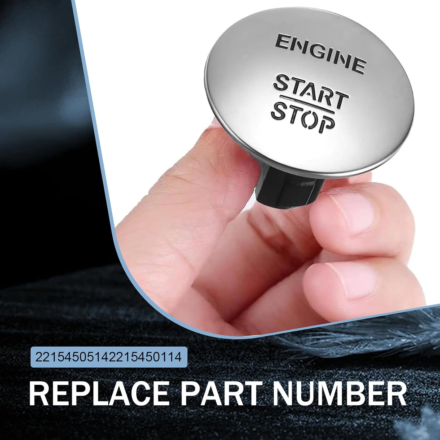MLY Car Engine Start Stop Button Switch, Push to Start-Stop Button, Ignition Switch Replaces OEM #2215450714 A2215450514 A2215450714, Compatible with Mercedes-Benz All Series (Silver)