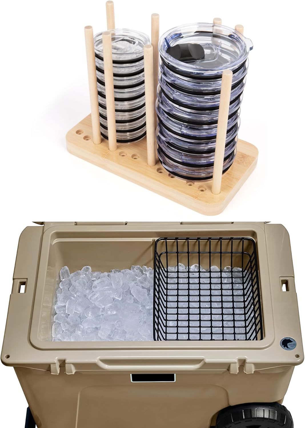 Cooler Basket for YETI Haul + Adjustable Tumbler Lid Organizer