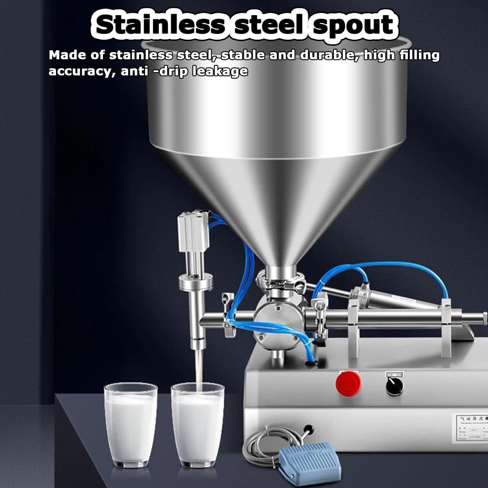 TREEYX Pneumatic Piston Filler Semi-Automatic Paste Dispenser - Manual Liquid Filling Machine for Oil Cream Lotion Honey - — view 8