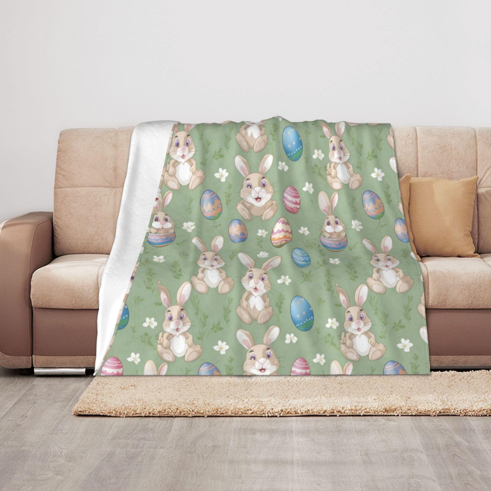 Couverture voyage lapin de Pâques plaid chaud camping literie nomade 127x101cm