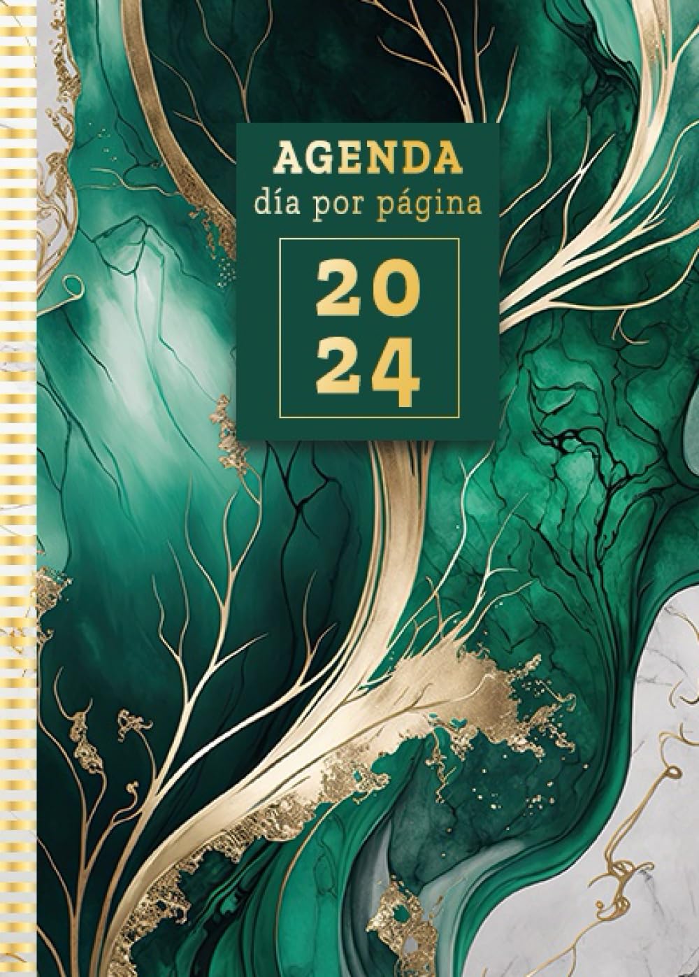 Agenda 2024 anual día por página: pequeña diaria A5 , Planificador diario y mensual, calendario 12 meses por horas, español , Organizador 2024