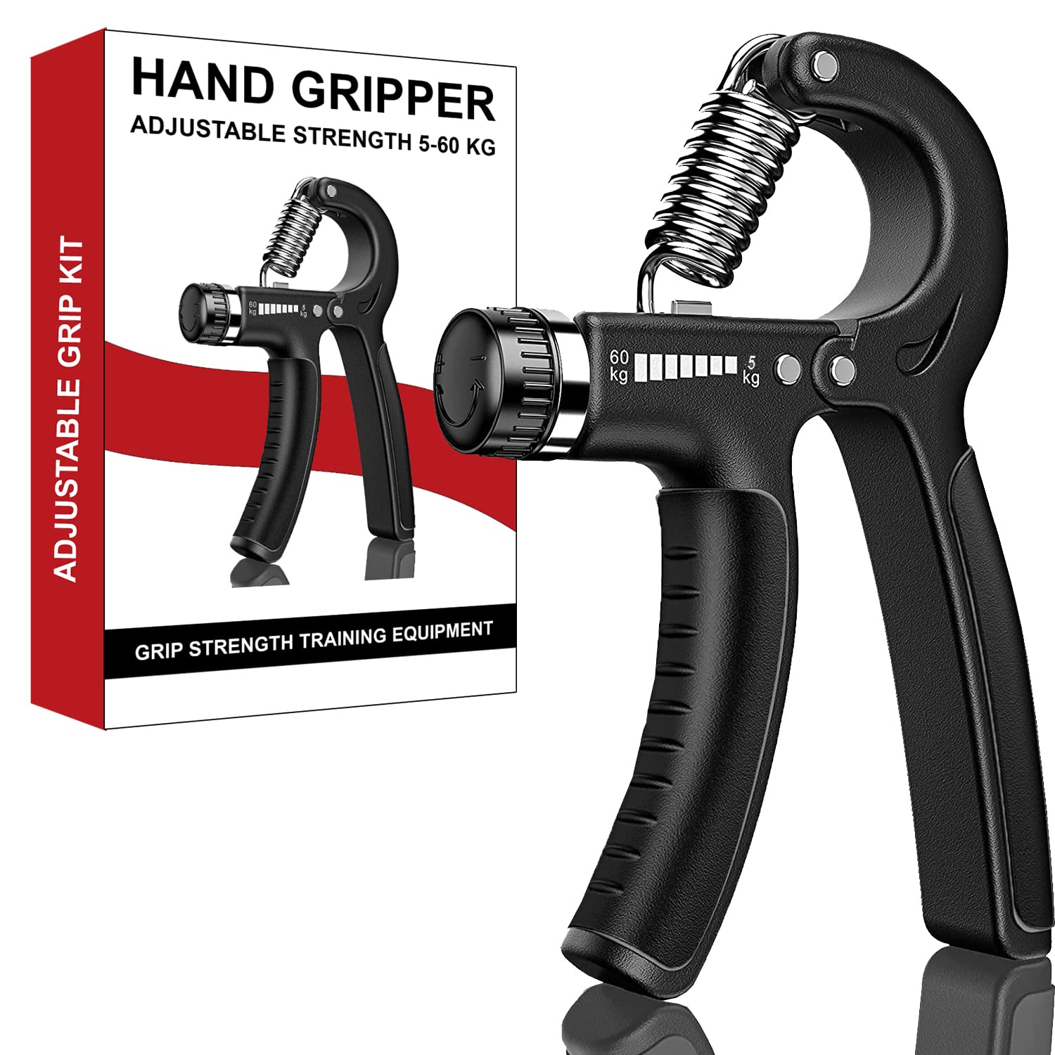 Grip Strengthener – 5-60 kg Adjustable Resistance Hand Gripper Strengthener for Improved Strength & Hand Grip Exercise