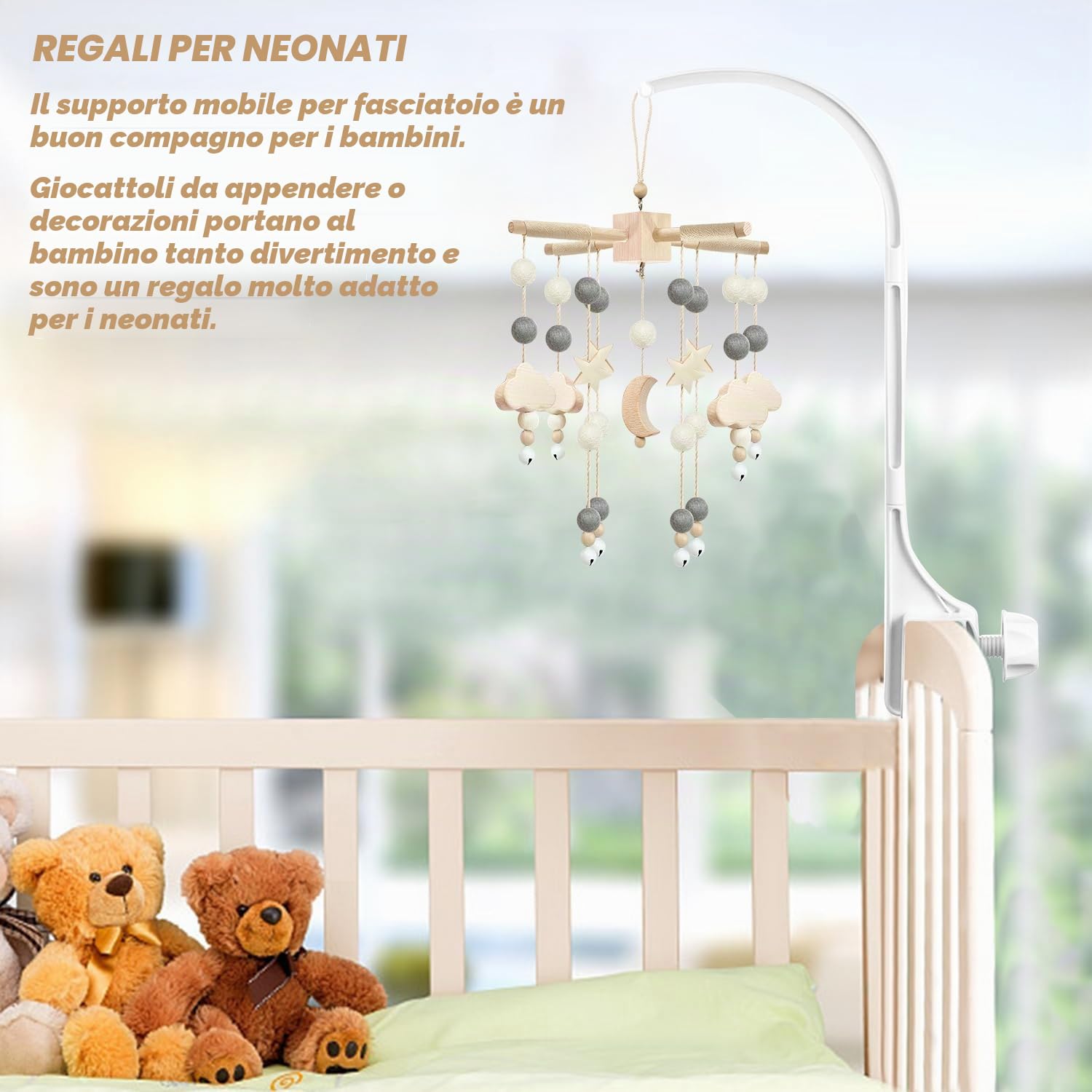 Baby Mobile Holder Supporto Giostrina Supporto Mobile per Bambini a Braccio Supporto Regolabili per Giostrina per Appendere il Giocattolo del Lettino(Carillon e Giocattoli Non Inclusi)