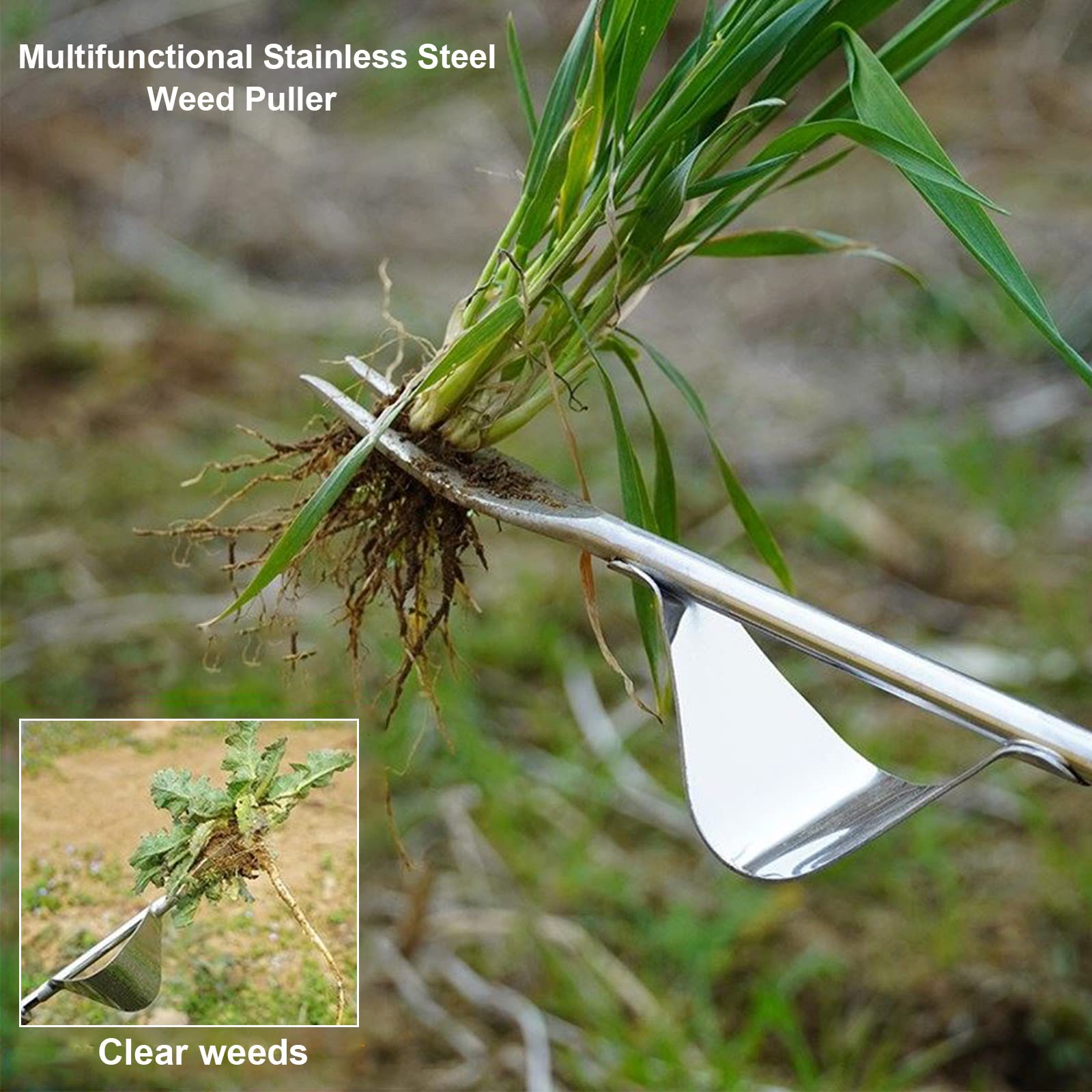 Weed Remover Tool Weeder Tool Garden Hand Weed Puller Stainless Steel Dandelion Removal Tool Root Remover Manual Weed Removing Weeding Tools for Garden Grass Patio Lawn Farmland — view 6