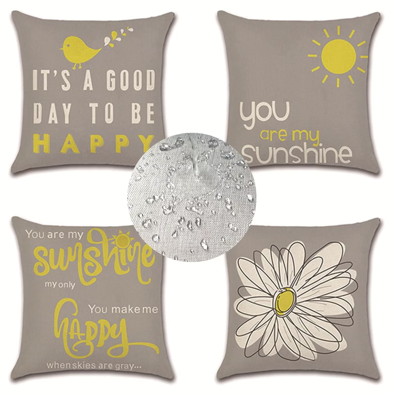 Housses de coussin 45x45 imperméables anti-taches jaunes pour rajeunir votre salon de jardin