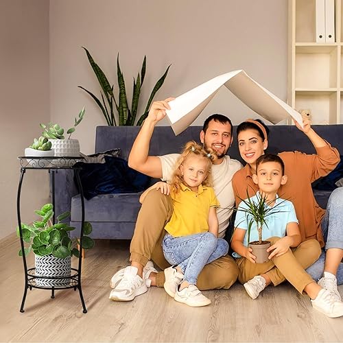 Miniatura 7 de Soporte para plantas para interiores y exteriores, 2 niveles y 27 pulgadas de alto, soporte de metal para maceta, soporte para macetas, estante