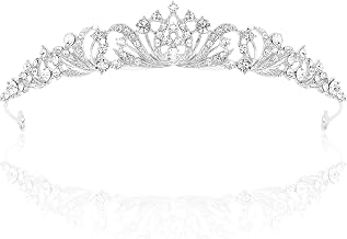 Lilbitty 1PC Silver Rhinestone Crown for Women Princess Tiara Elegant Crown for Wedding Birthday Quinceanera Party and Halloween Hair Accessories