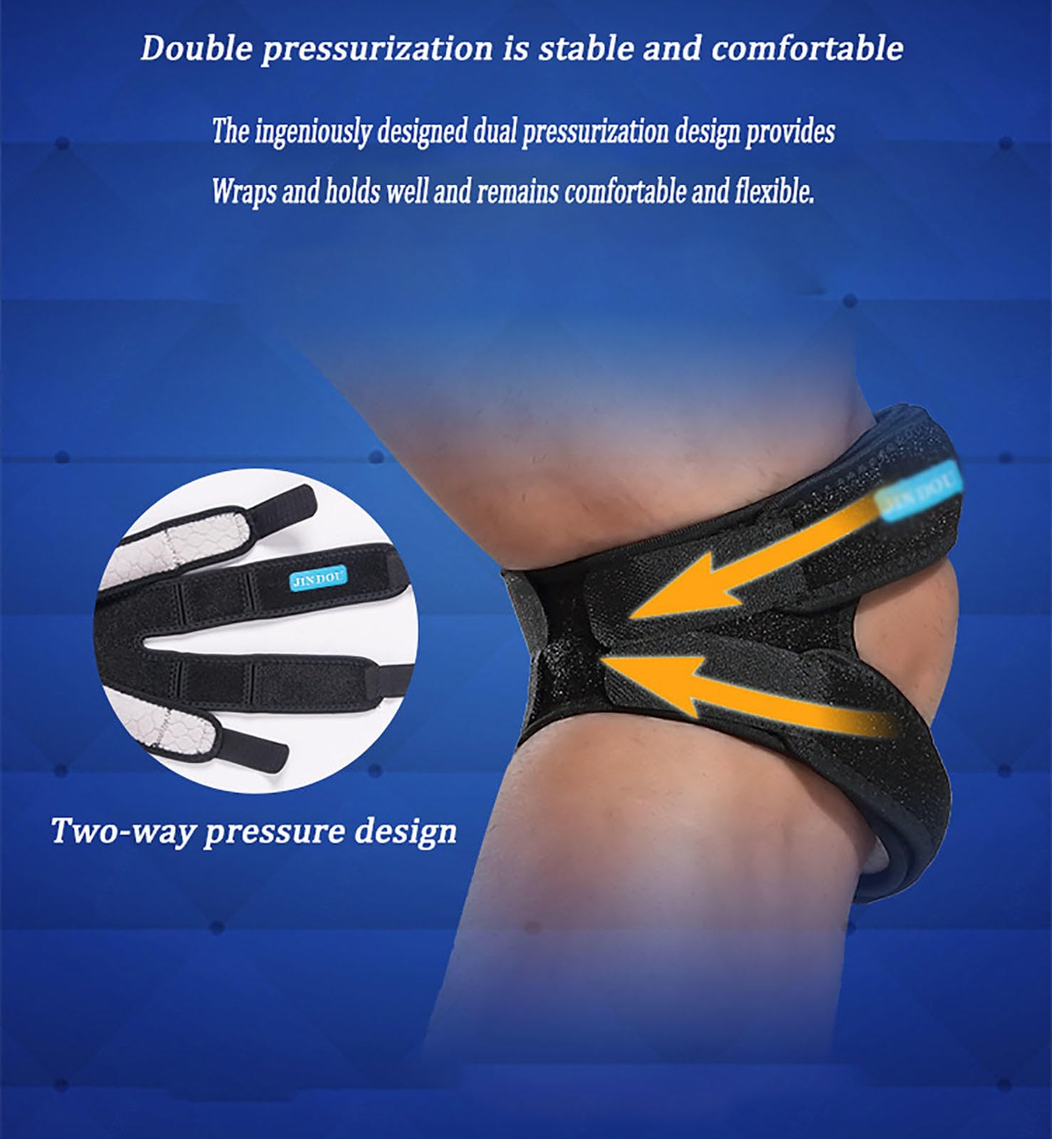 Genouillère Tendon pour Femme Homme, Lot de 2 Attelles de Soutien pour Soulager La Douleur Au Genou, Bande Réglable pour La Randonnée, pour La Randonnée, Le Football, Le Basket-Ball