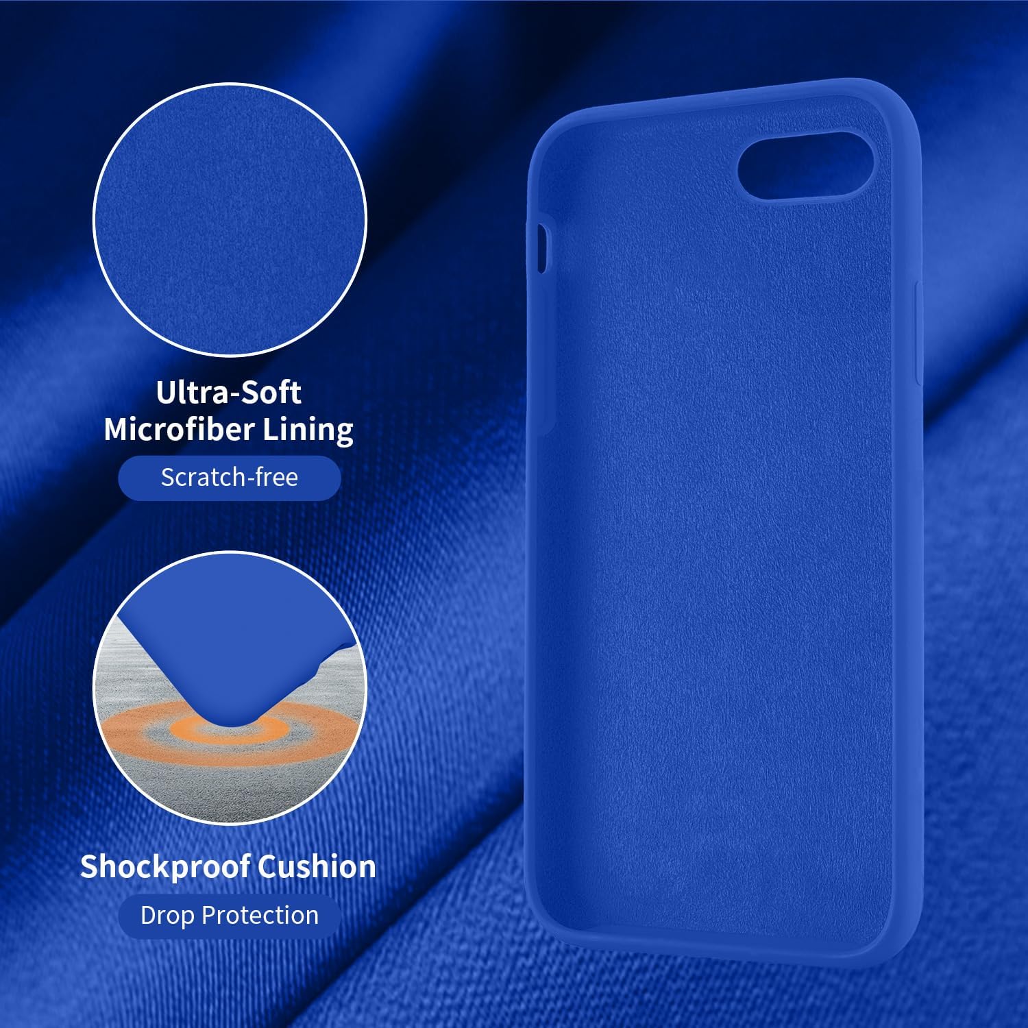 Cordking Designed for iPhone SE Case 2022/2020, Designed for iPhone 7 8 Case, Silicone Slim Shockproof Phone Case with [Soft Microfiber Lining], 4.7 inch, Klein Blue - Image 5