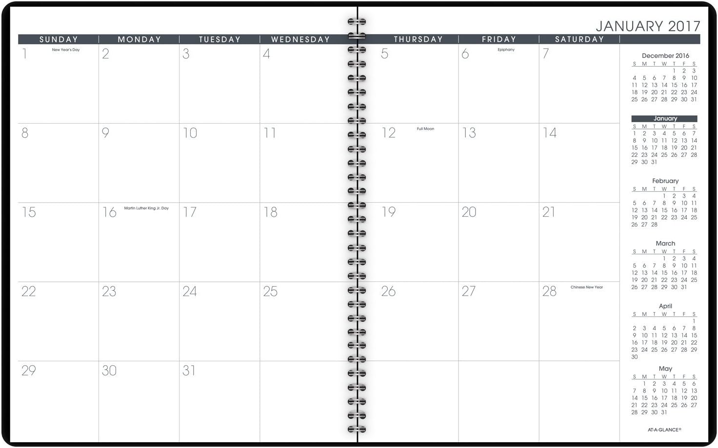 AT-A-GLANCE Monthly Planner / Appointment Book 2017, 15 Months, 8-7/8 x 11", Black (70-260-05)