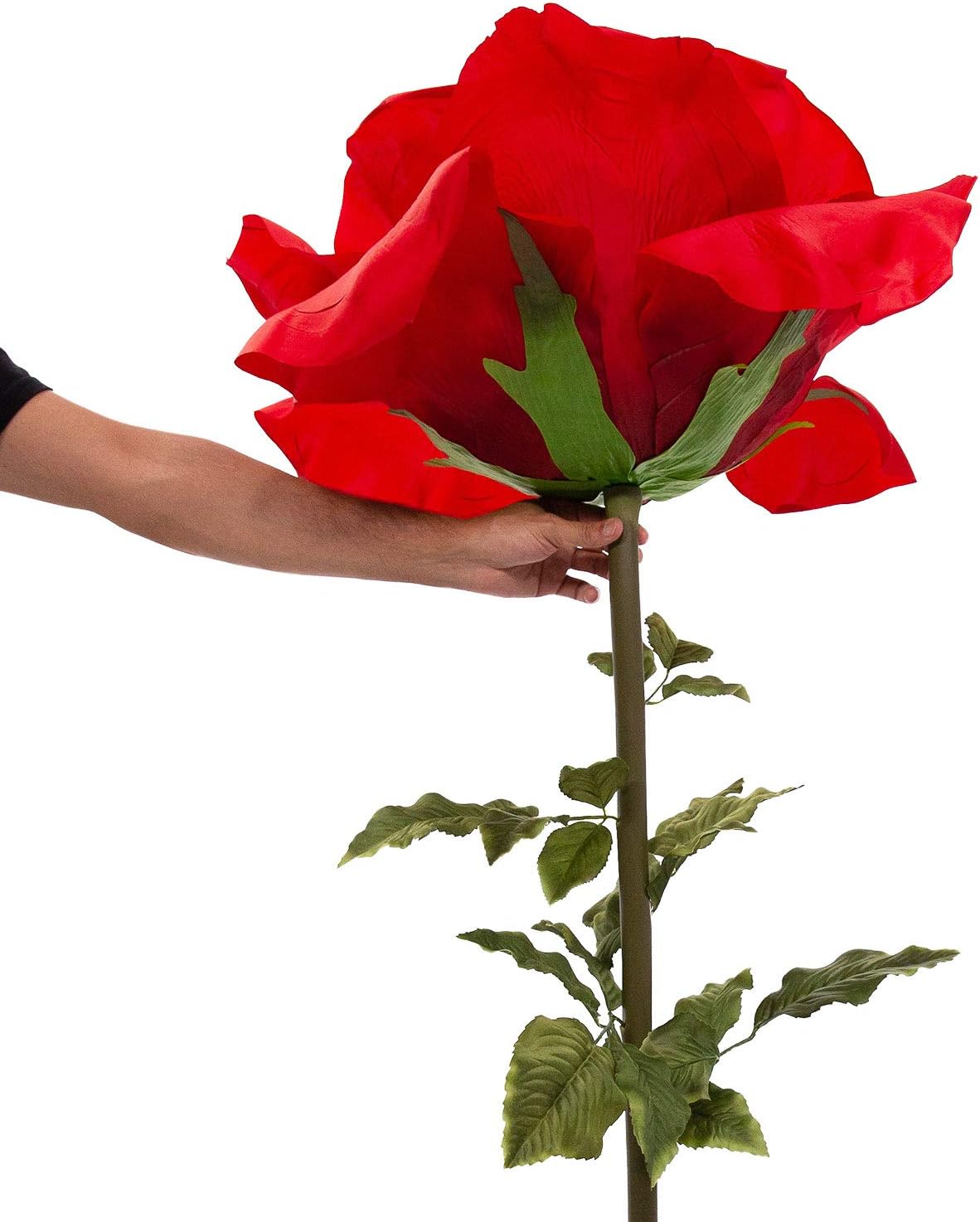 Big Artificial Roses with Dark Green Leaves for Beautiful