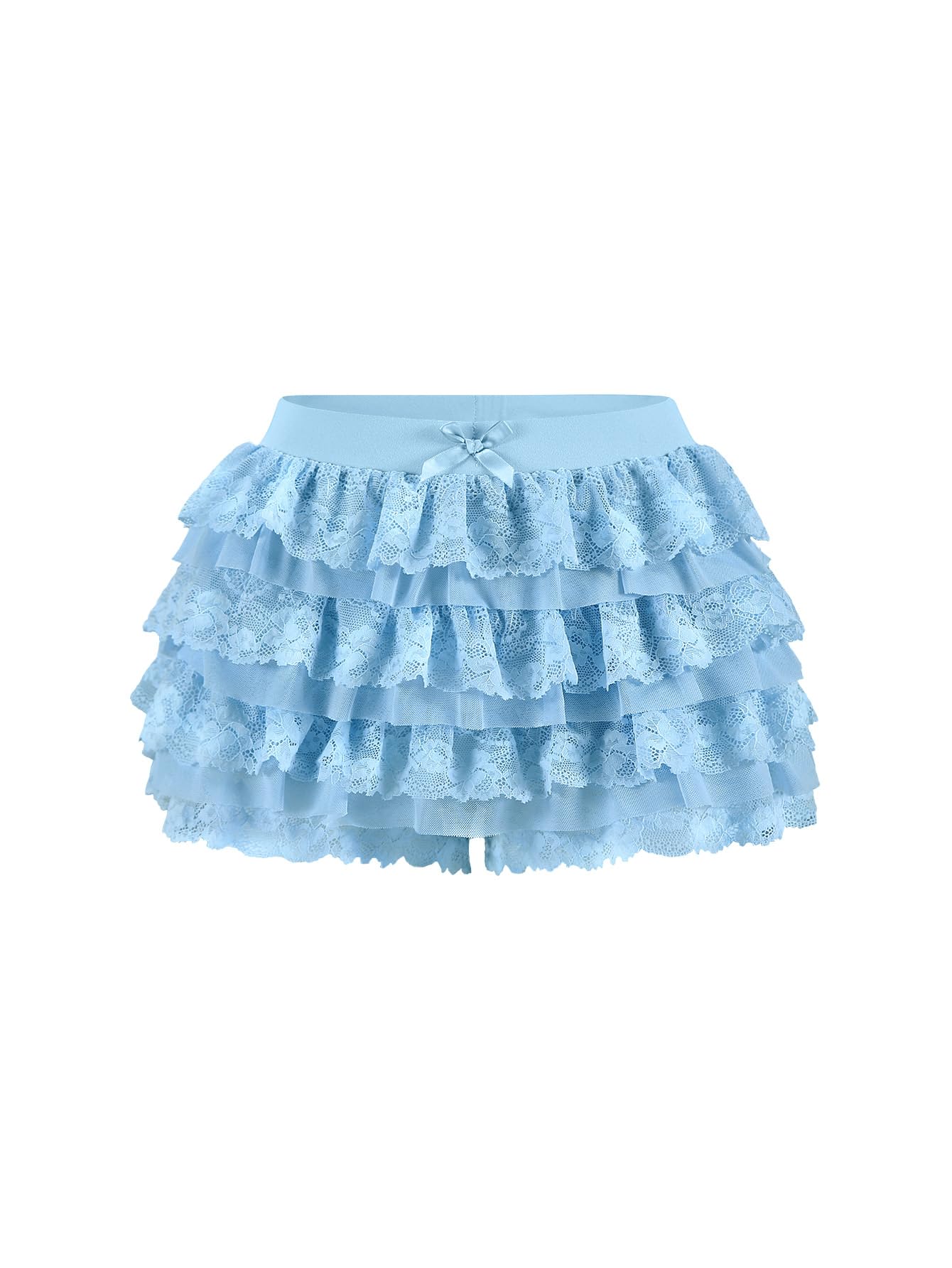 Women Y2K Lace Multi-Layered Bloomers Lolita Ruffle Shorts Cute Mini Skirt