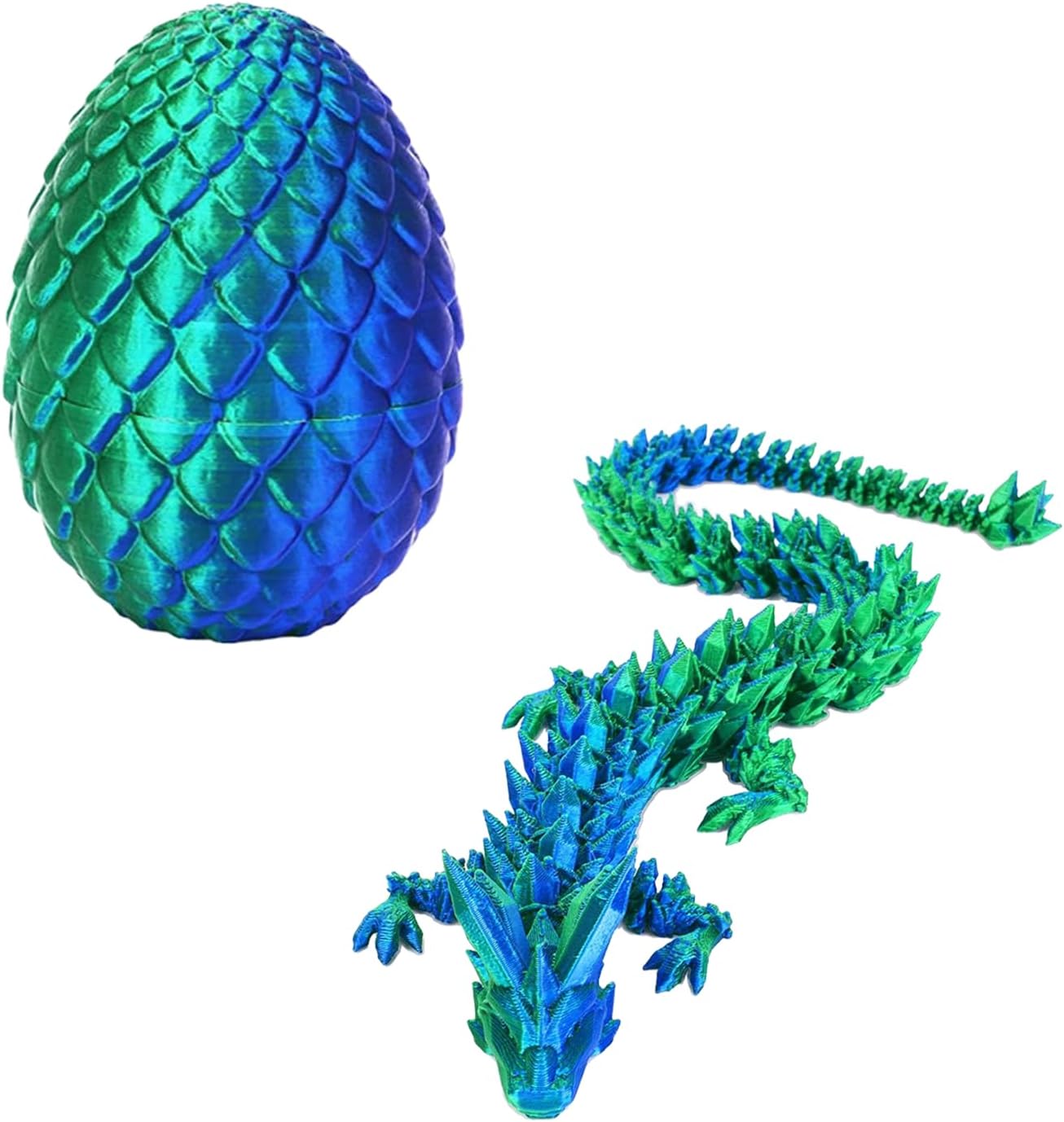 3D Printed Dragon Eggs with Dragon Inside, 3D Printed Fantasy Animals, Cool Flexible Articulated Animals Fidget Toy for Boys Girls Adult, Unique Desktop Decoration & Collectible (Green)