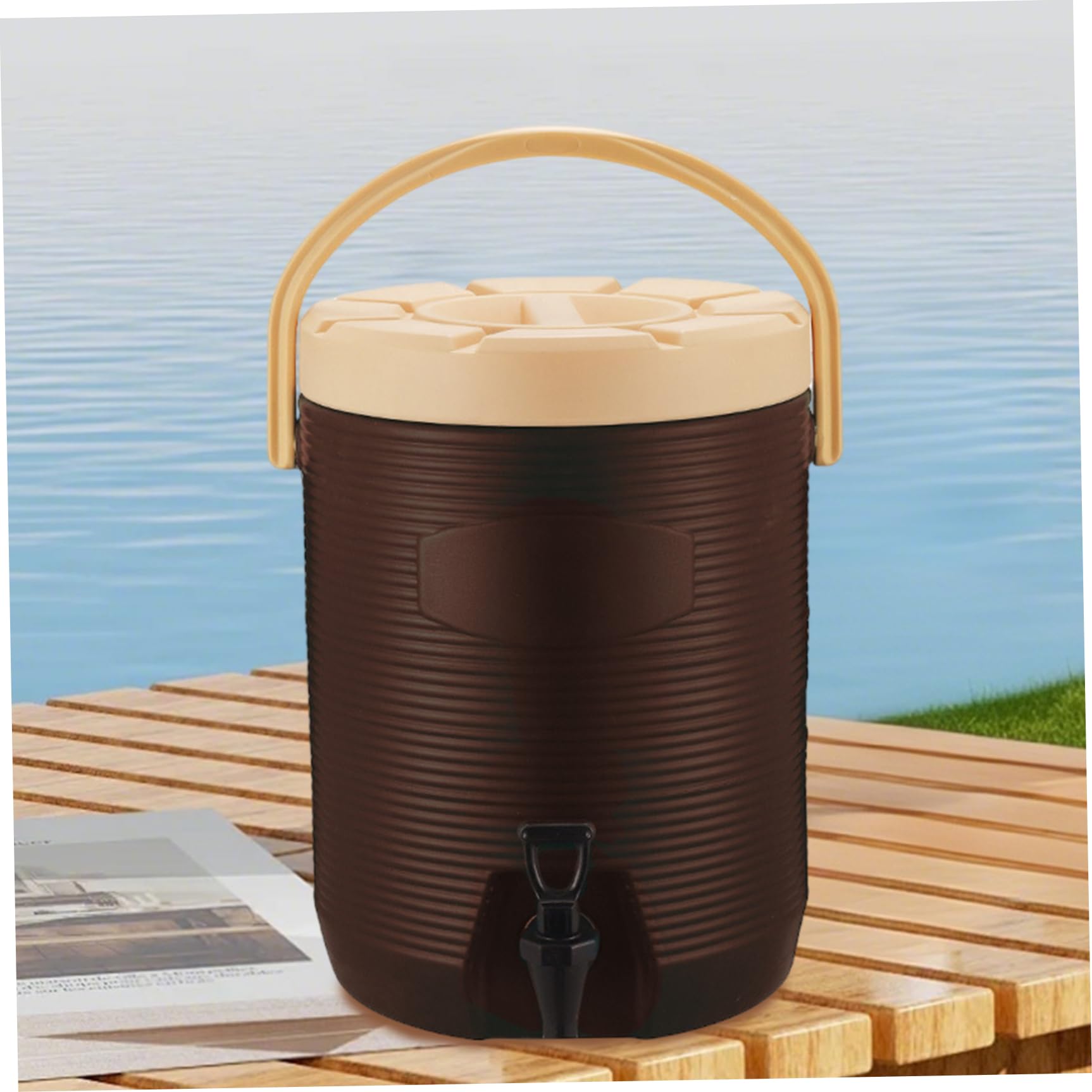 Dispensador de bebidas aislado con grifo Dispensador de bebidas frías y calientes de 2 galones con interior de acero inoxidable Jarra de agua aislada portátil para café, té, chocolate, leche y bebida