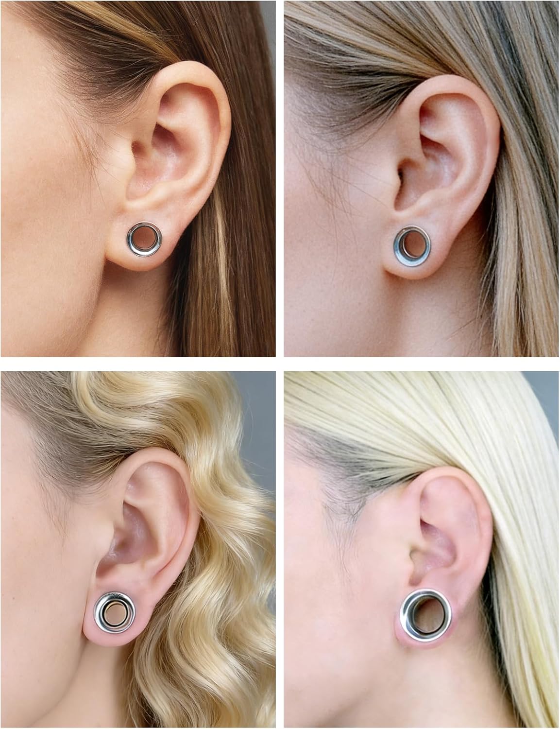 12G-00G Gauges for Ear Stretching Kit Surgical Steel Interchangeable Taper Internally Threaded Double Flare Fit Flesh Tunnels Plugs Gauges Earring Expander Piercing Jewelry for Women Men