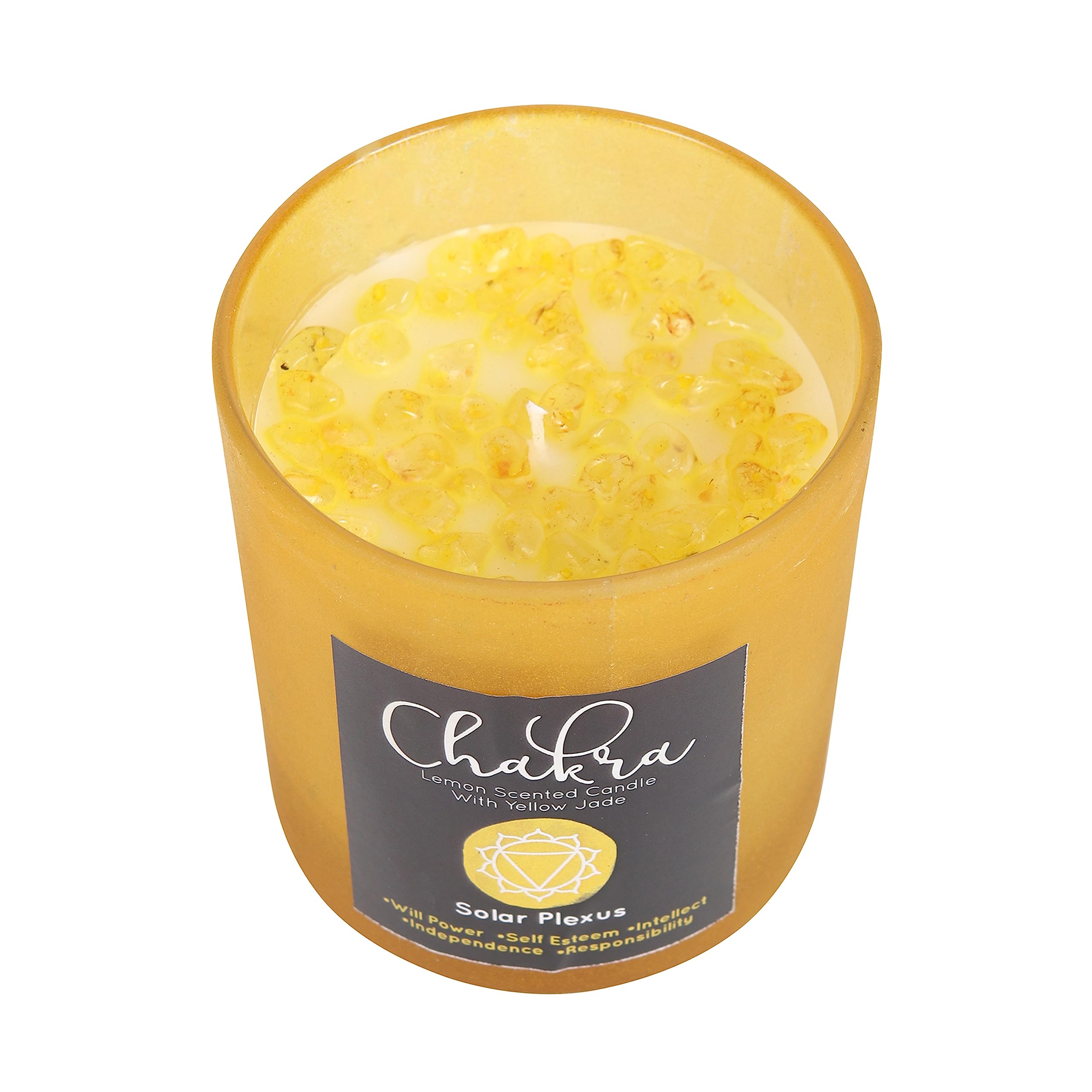 Solar Plexus Chakra Lemon Crystal Chip Candle. Healing Home Fragrance Candle
